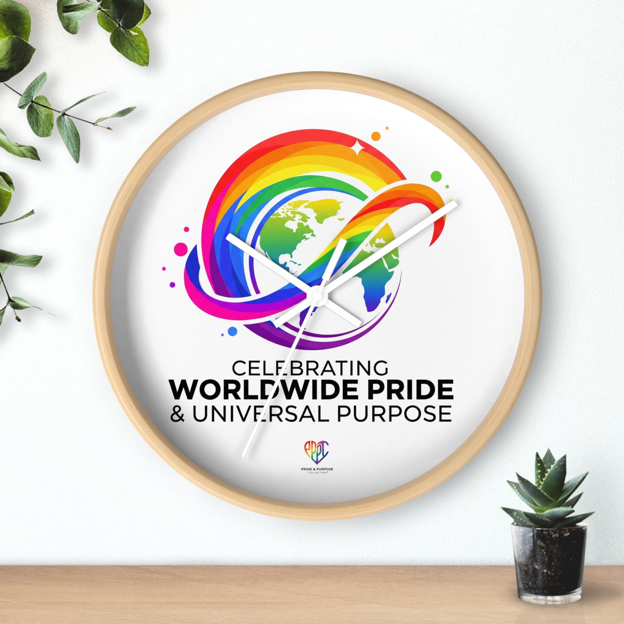 Worldwide Pride™ Rainbow Globe Inspirational Wall Clock | Pride Affirmation
