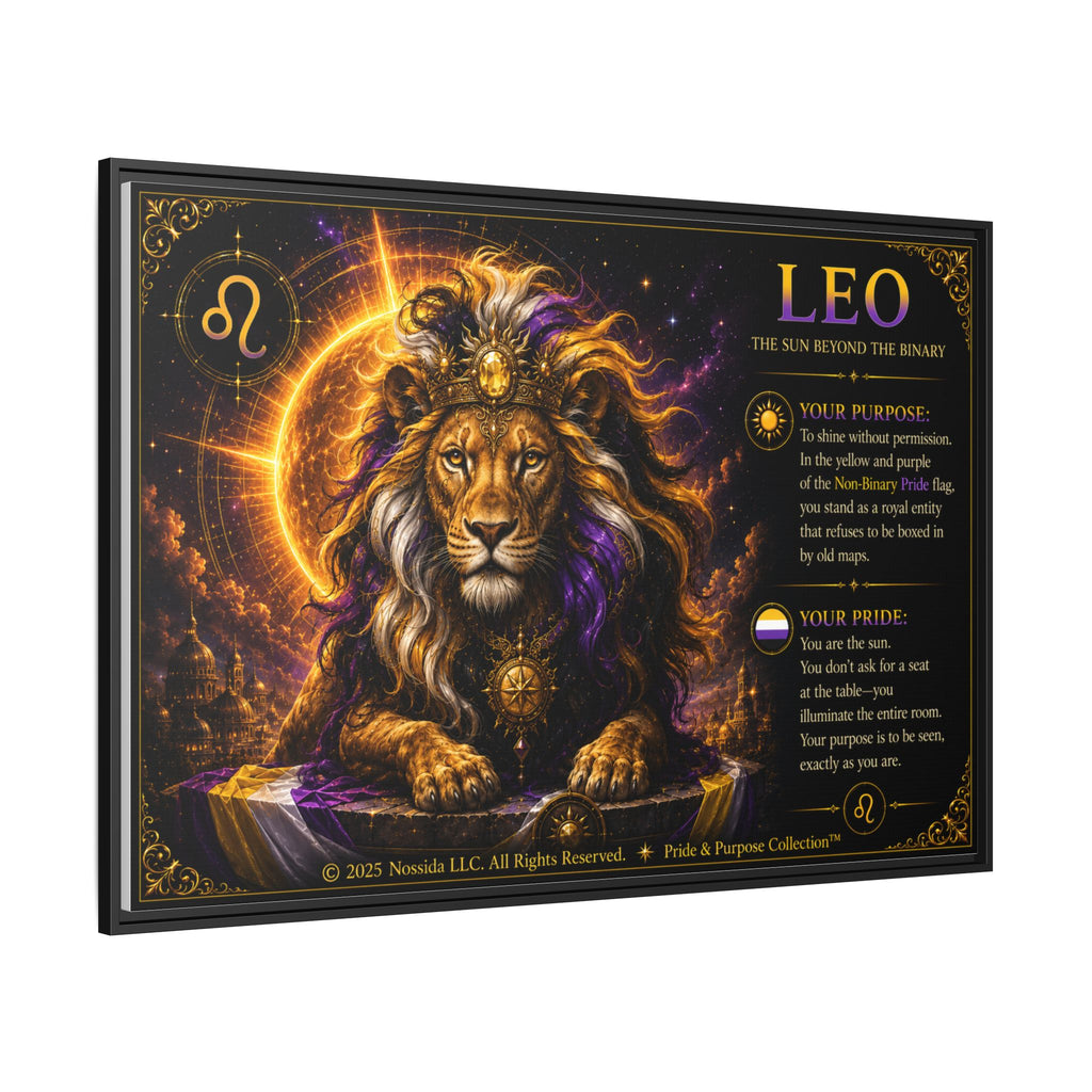 Pride of Birth™ LEO  The Sun Beyond the Binary  Framed Matte Canvas Wall Art