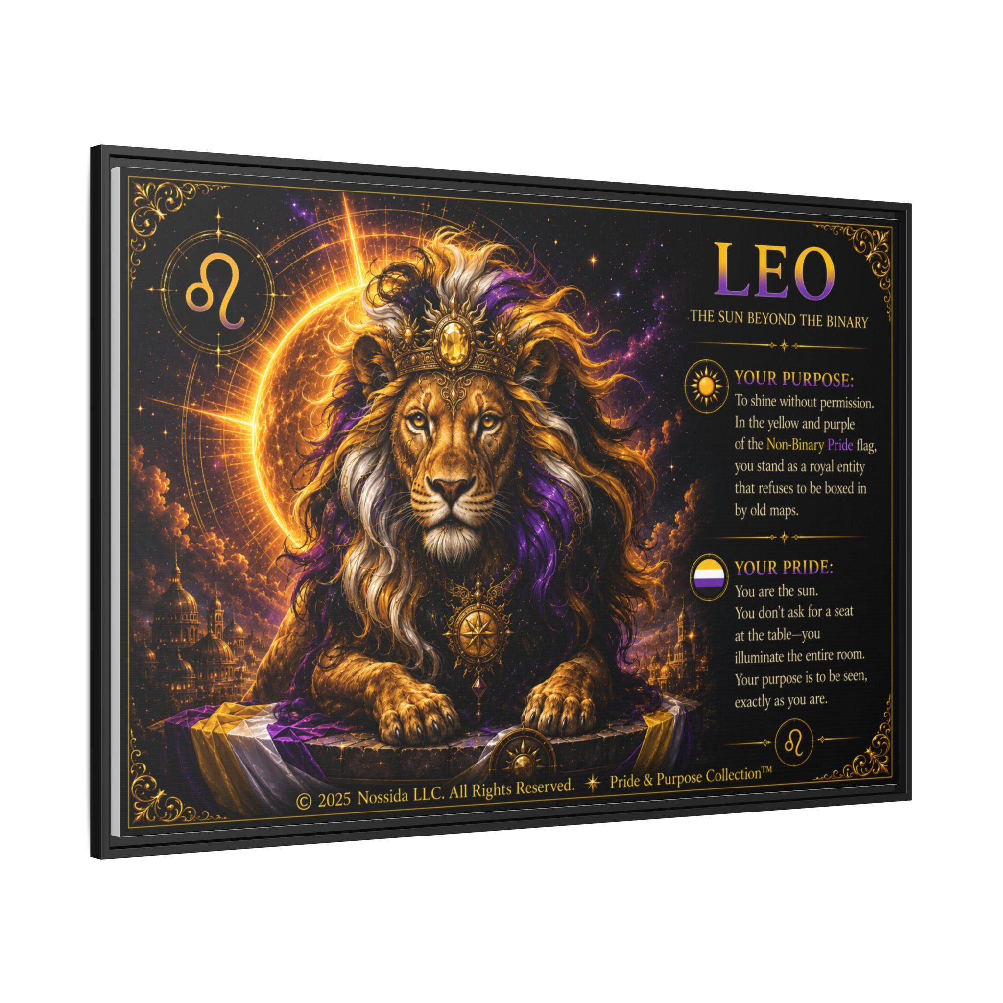 Pride of Birth™ LEO  The Sun Beyond the Binary  Framed Matte Canvas Wall Art