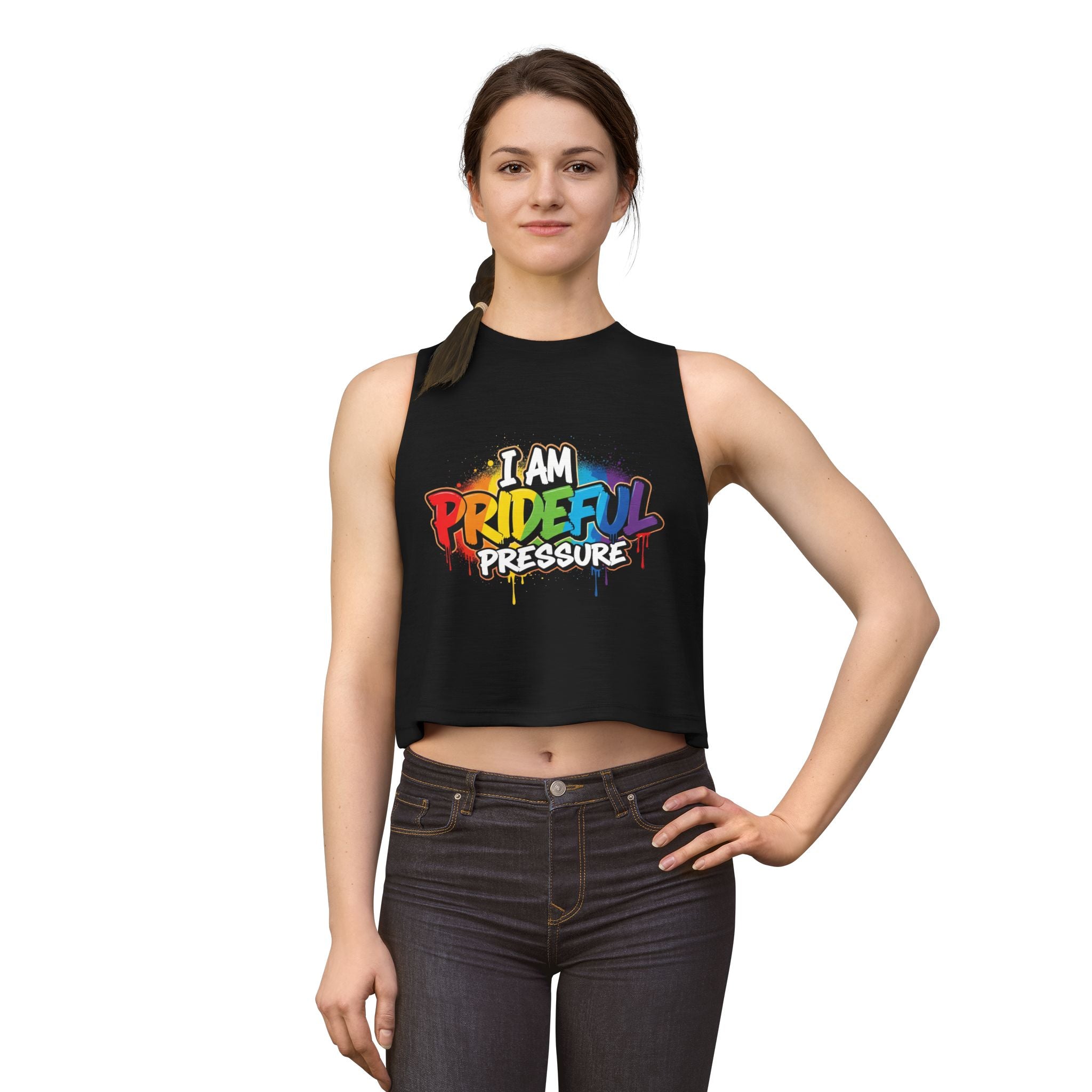 I Am Prideful Pressure™ Women's Festival Crop Tank | LGBTQ+ Pride Apparel