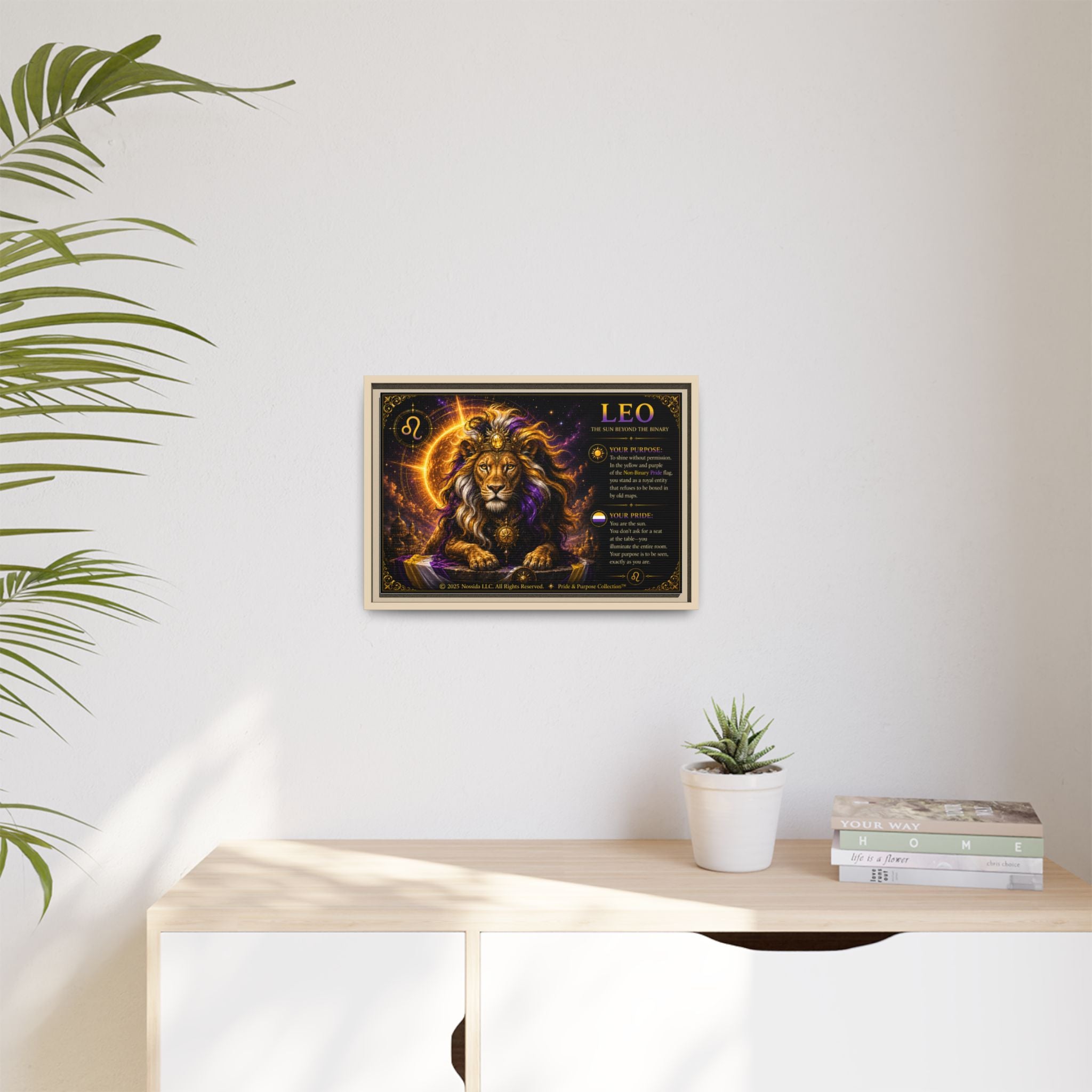 Pride of Birth™ LEO  The Sun Beyond the Binary  Framed Matte Canvas Wall Art