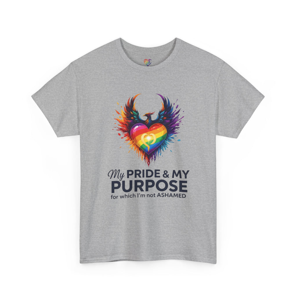 My Pride & My Purpose™ Phoenix Heart Heavy Cotton T-Shirt | LGBTQ+ Pride