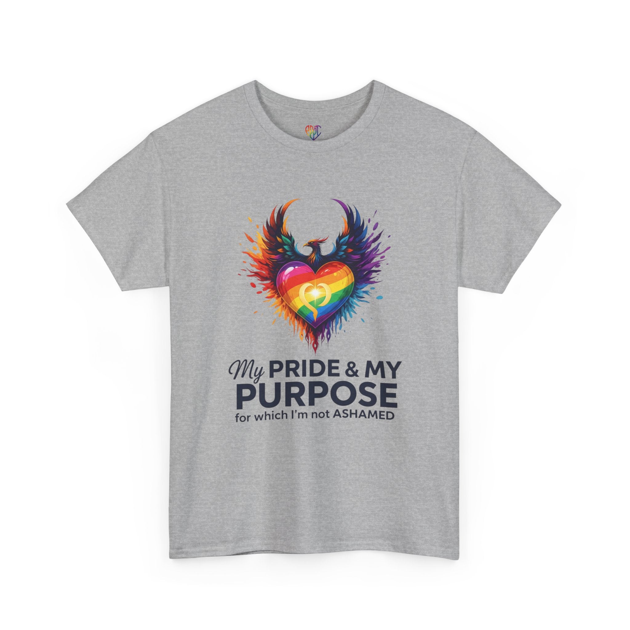 My Pride & My Purpose™ Phoenix Heart Heavy Cotton T-Shirt | LGBTQ+ Pride