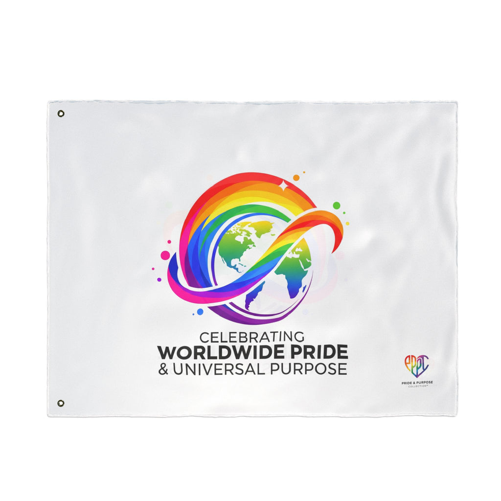 Celebrating Worldwide Pride & Universal Purpose™ Premium House Flag | Pride Affirmation