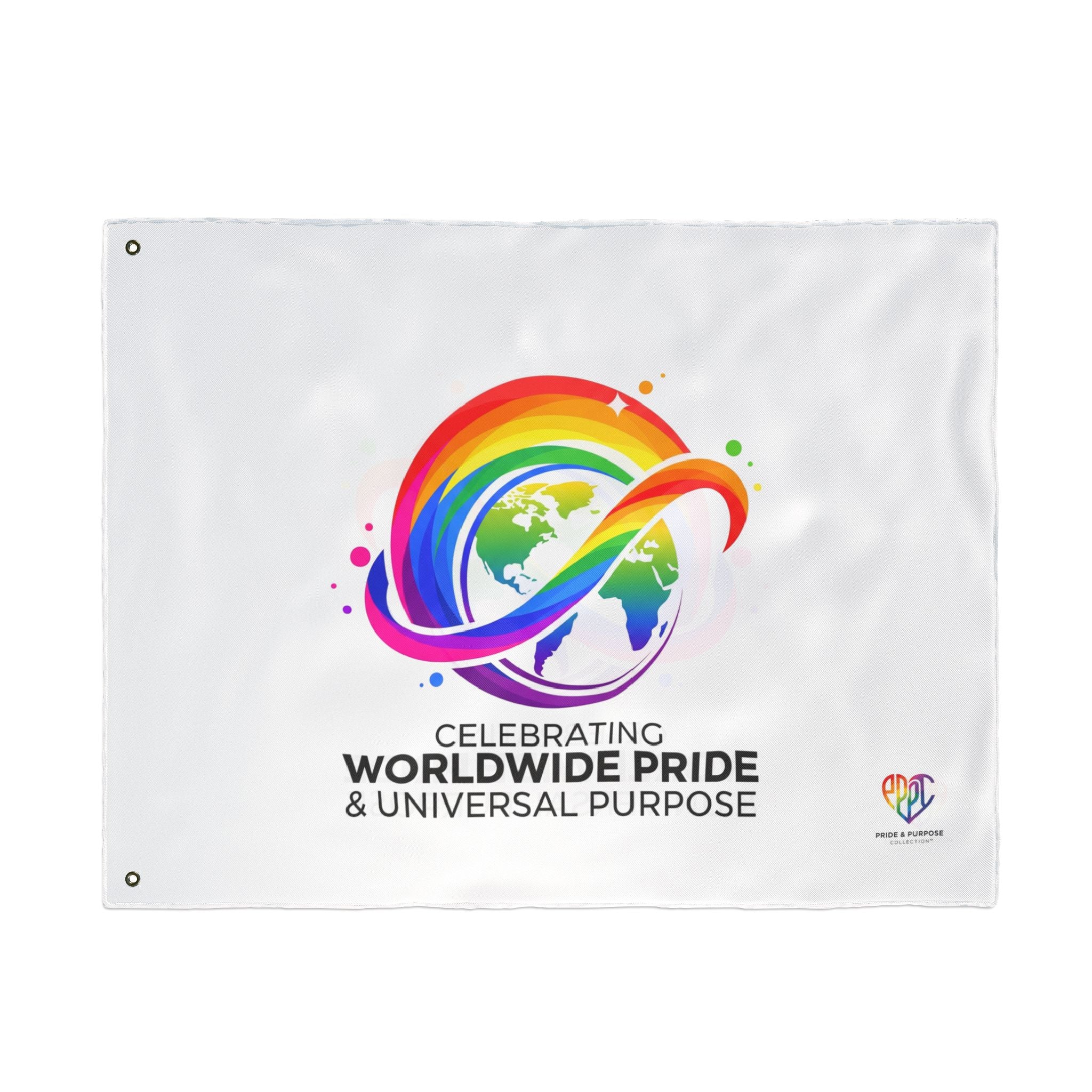 Celebrating Worldwide Pride & Universal Purpose™ Premium House Flag | Pride Affirmation
