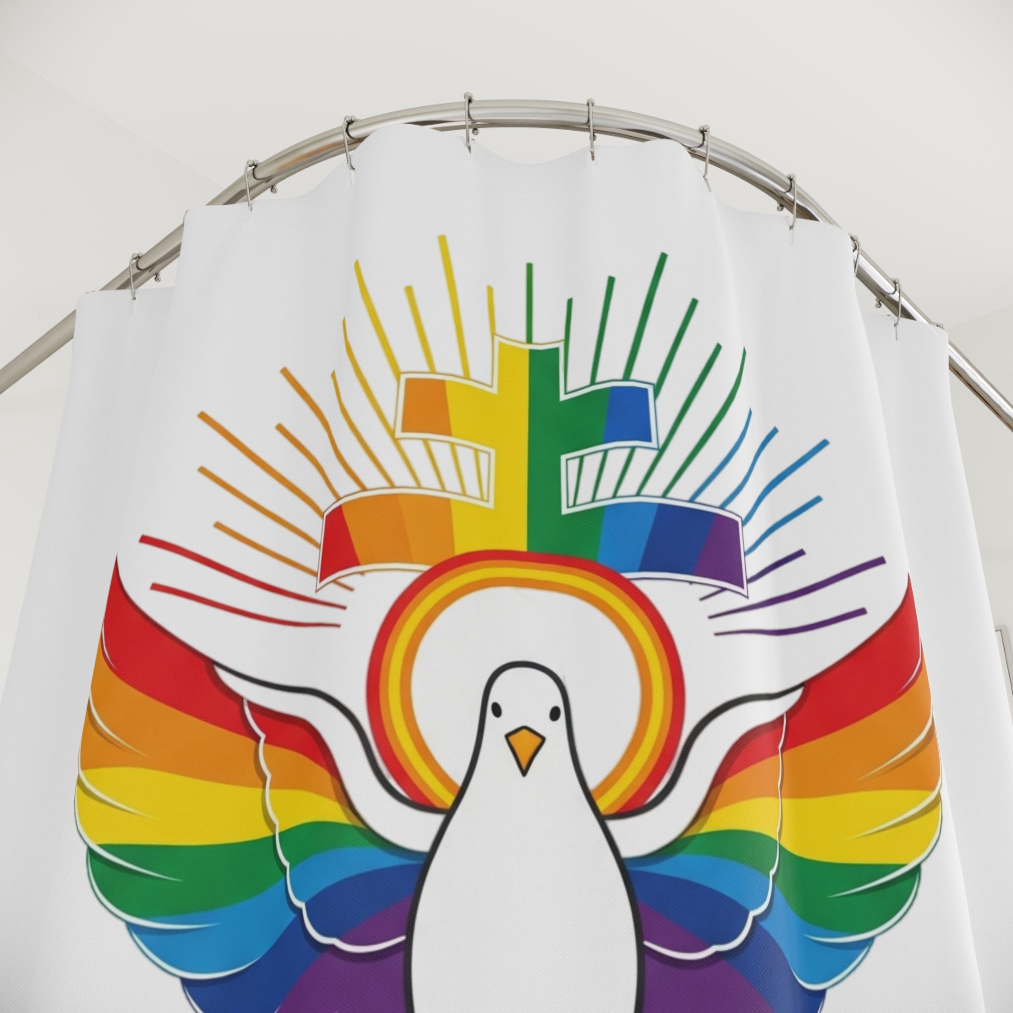 And God Said; Let There Be Pride™ Premium Shower Curtain | LGBTQ+ Faith Home Décor