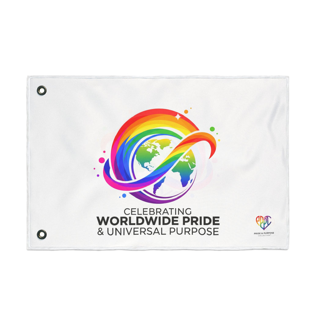 Celebrating Worldwide Pride & Universal Purpose™ Premium House Flag | Pride Affirmation