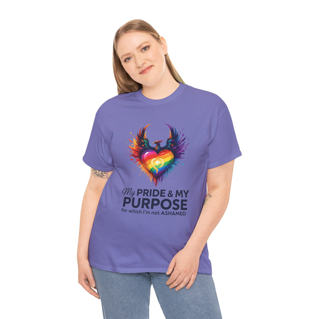 My Pride & My Purpose™ Phoenix Heart Heavy Cotton T-Shirt | LGBTQ+ Pride
