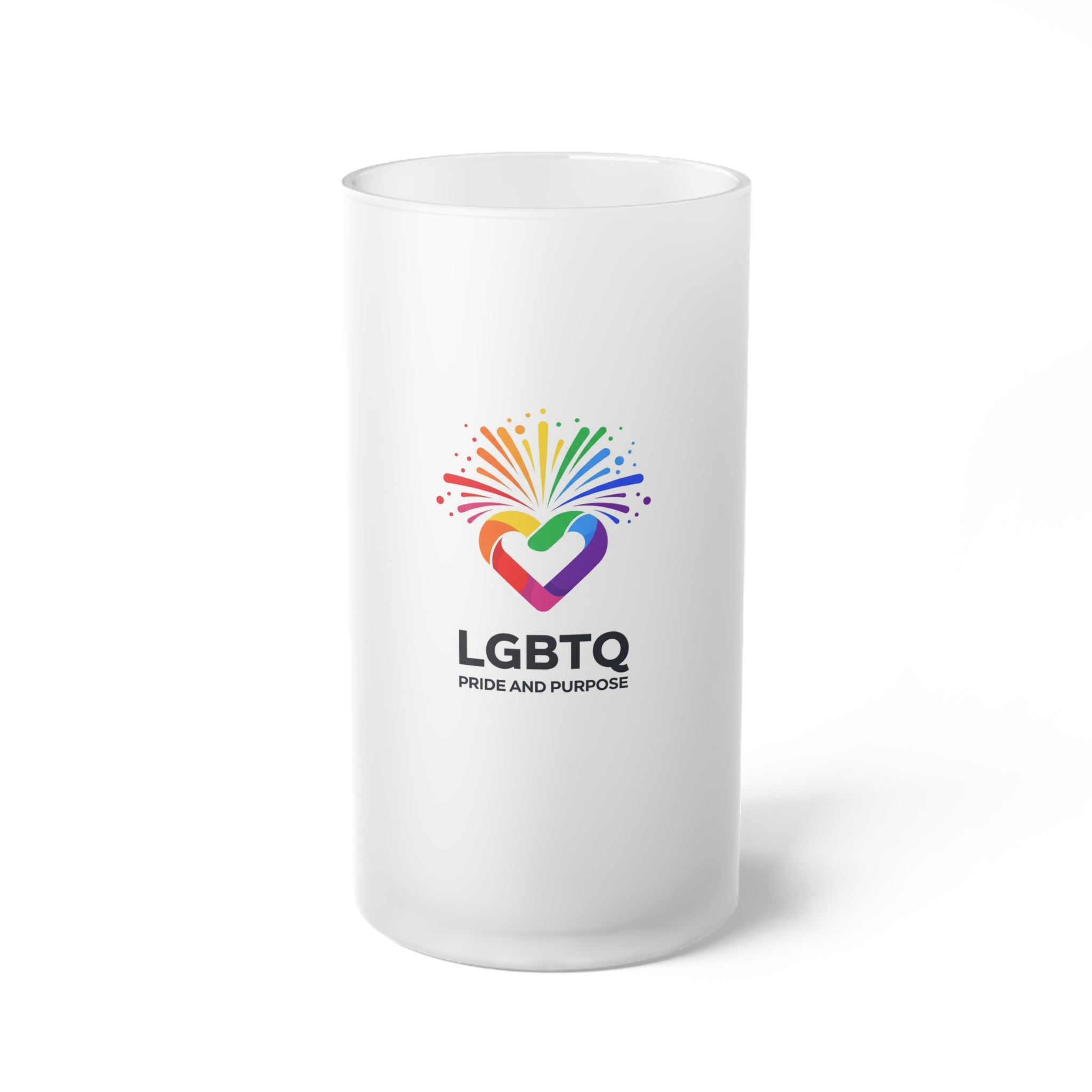 LGBTQ Pride and Purpose™ Frosted Glass Beer Mug | LGBTQ+ Drinkware