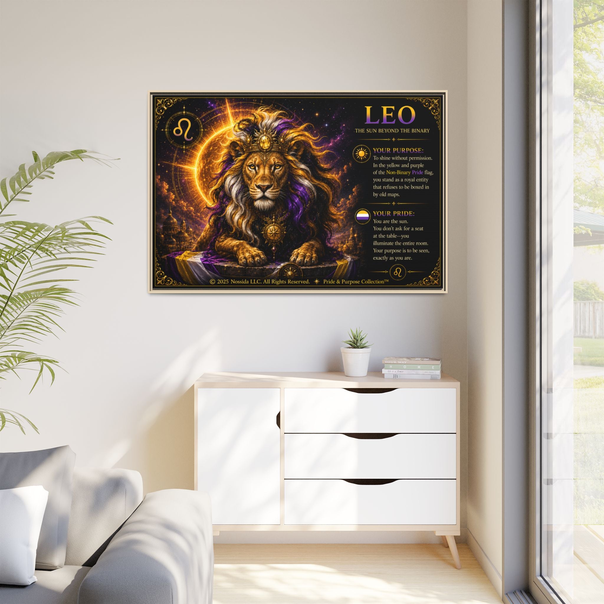 Pride of Birth™ LEO  The Sun Beyond the Binary  Framed Matte Canvas Wall Art