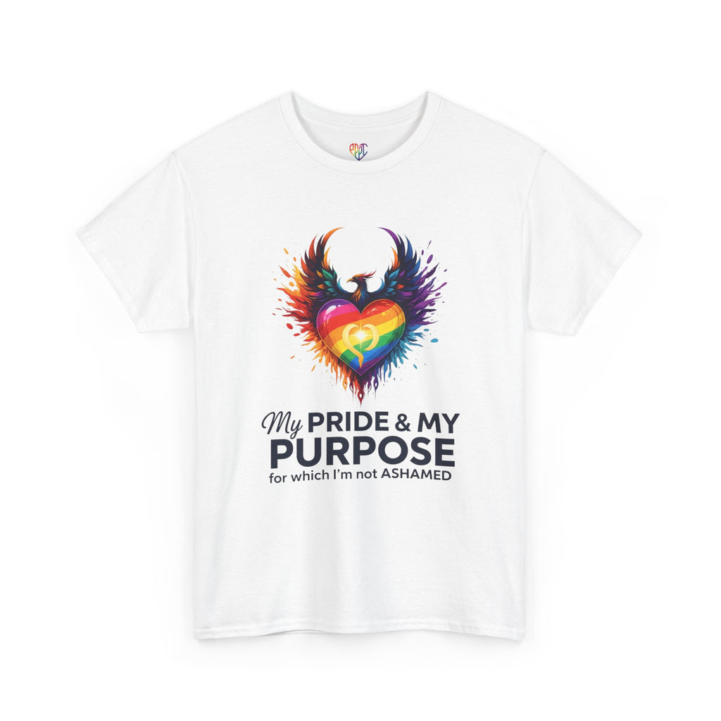 My Pride & My Purpose™ Phoenix Heart Heavy Cotton T-Shirt | LGBTQ+ Pride