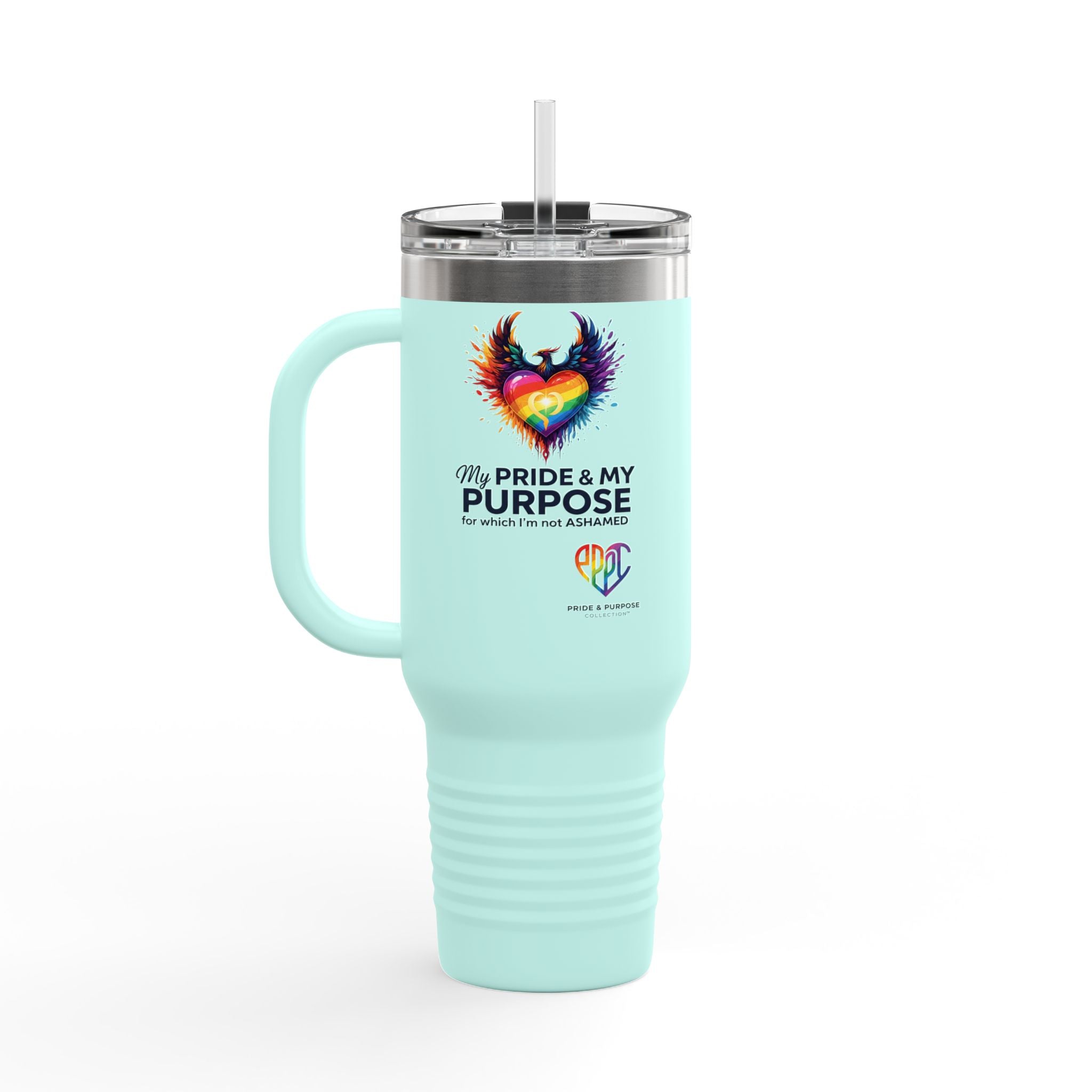 My Pride & My Purpose™ 40oz Insulated Travel Mug with Handle | LGBTQ+ Pride