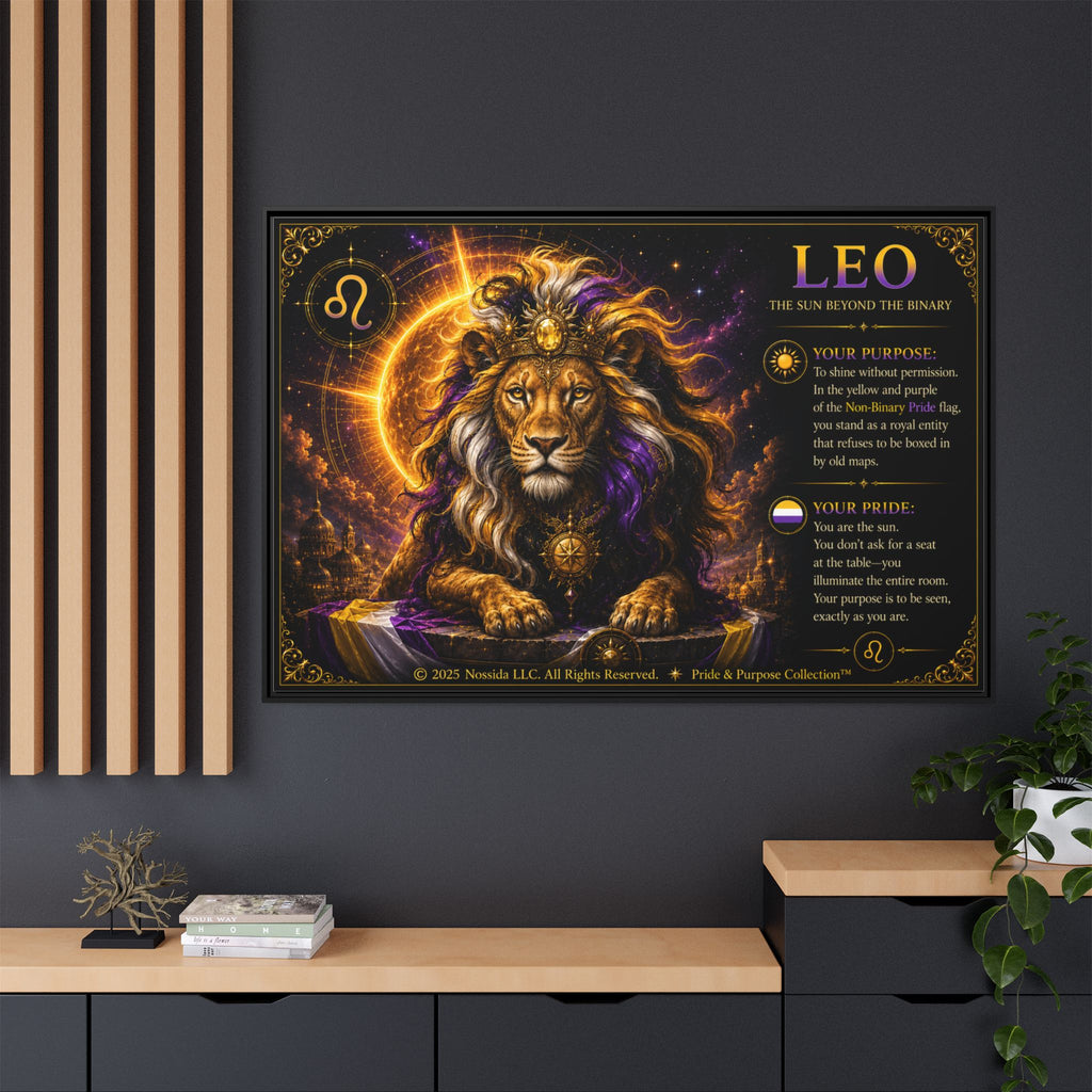 Pride of Birth™ LEO  The Sun Beyond the Binary  Framed Matte Canvas Wall Art