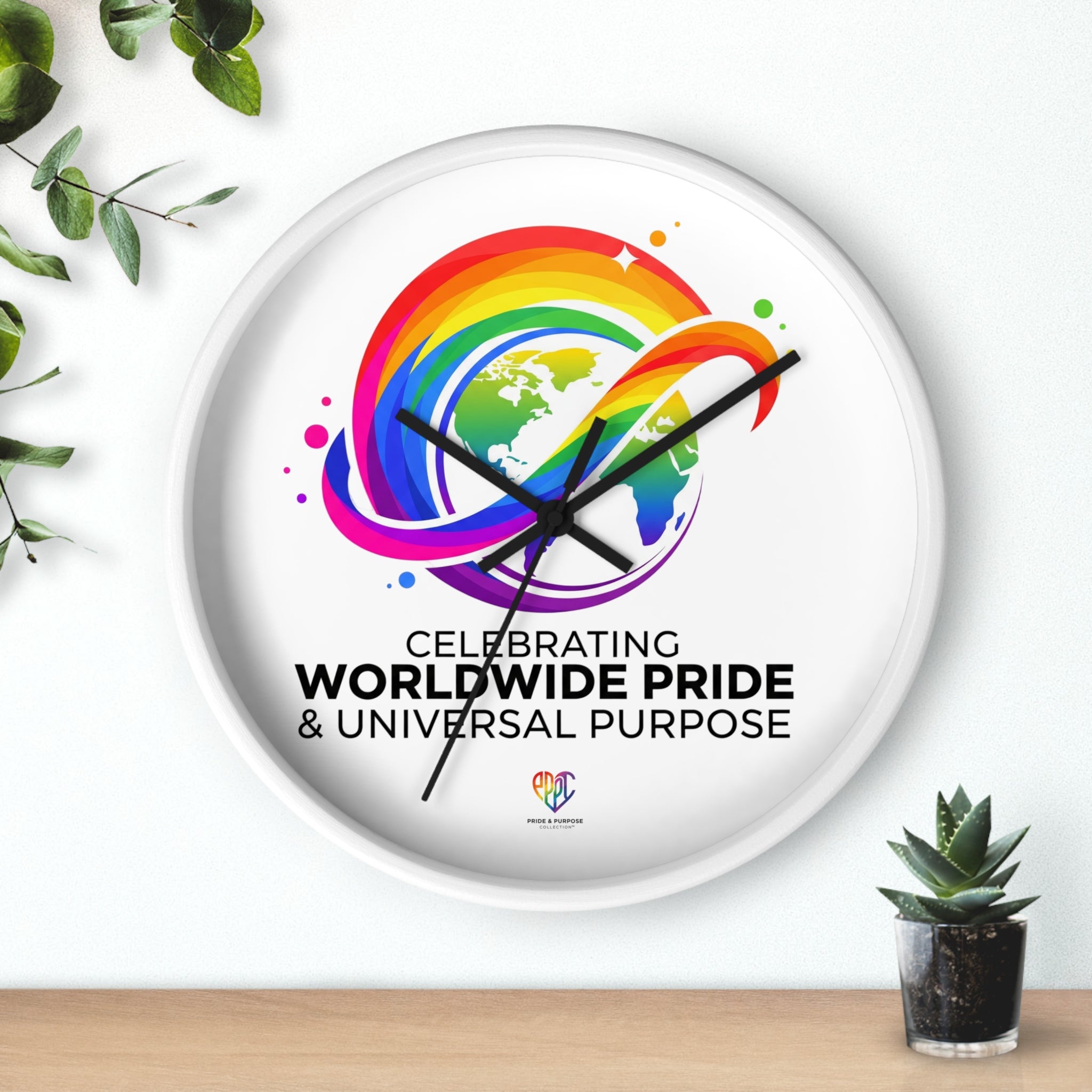 Worldwide Pride™ Rainbow Globe Inspirational Wall Clock | Pride Affirmation