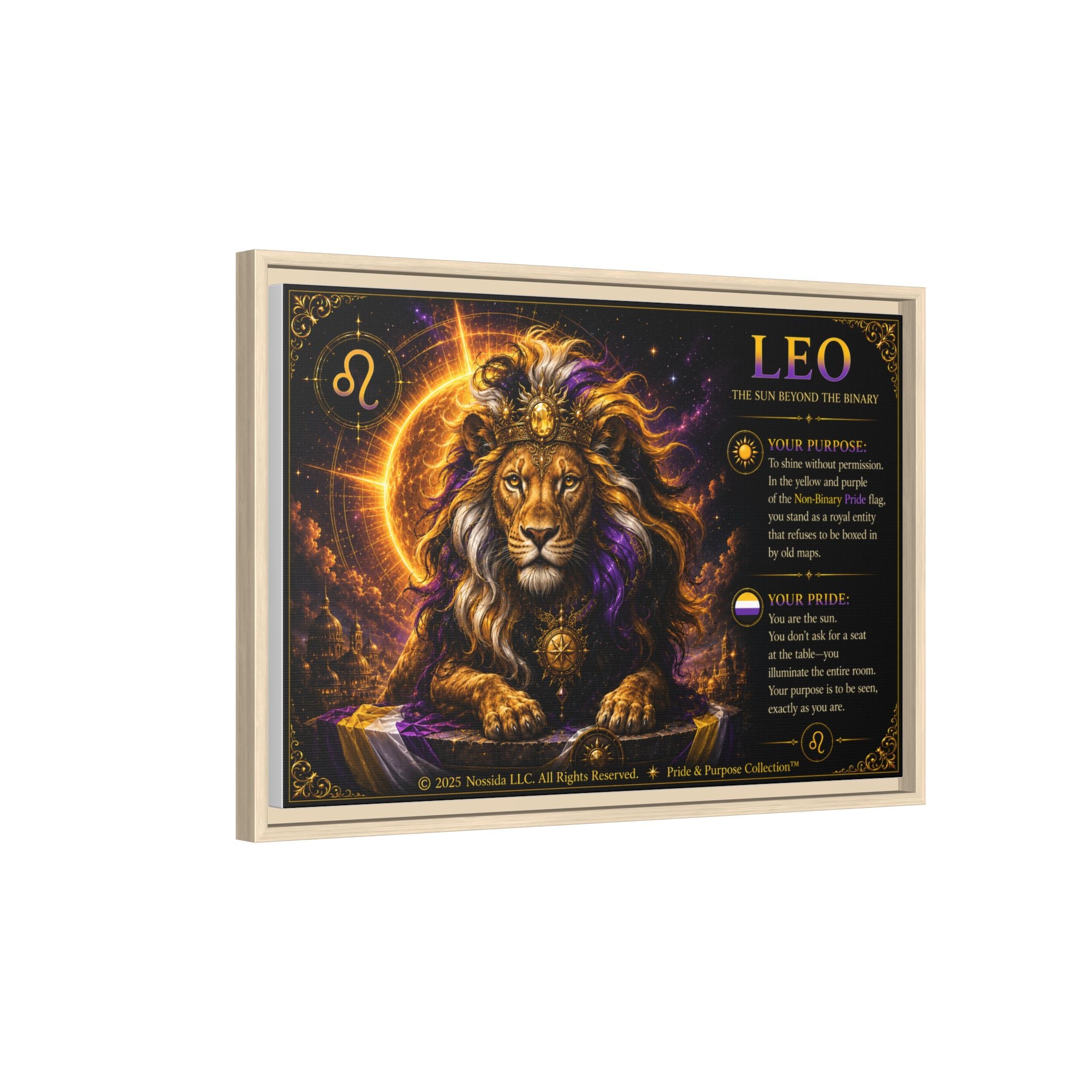 Pride of Birth™ LEO  The Sun Beyond the Binary  Framed Matte Canvas Wall Art