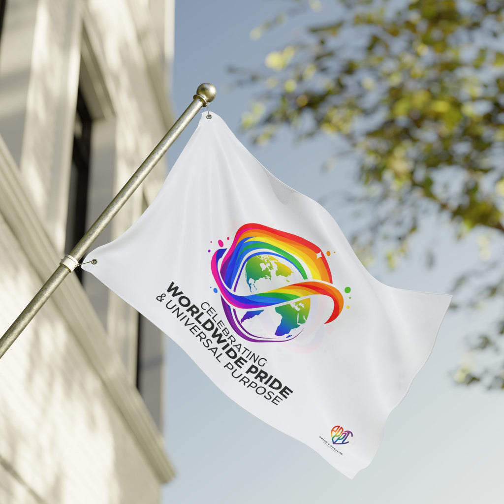 Celebrating Worldwide Pride & Universal Purpose™ Premium House Flag | Pride Affirmation
