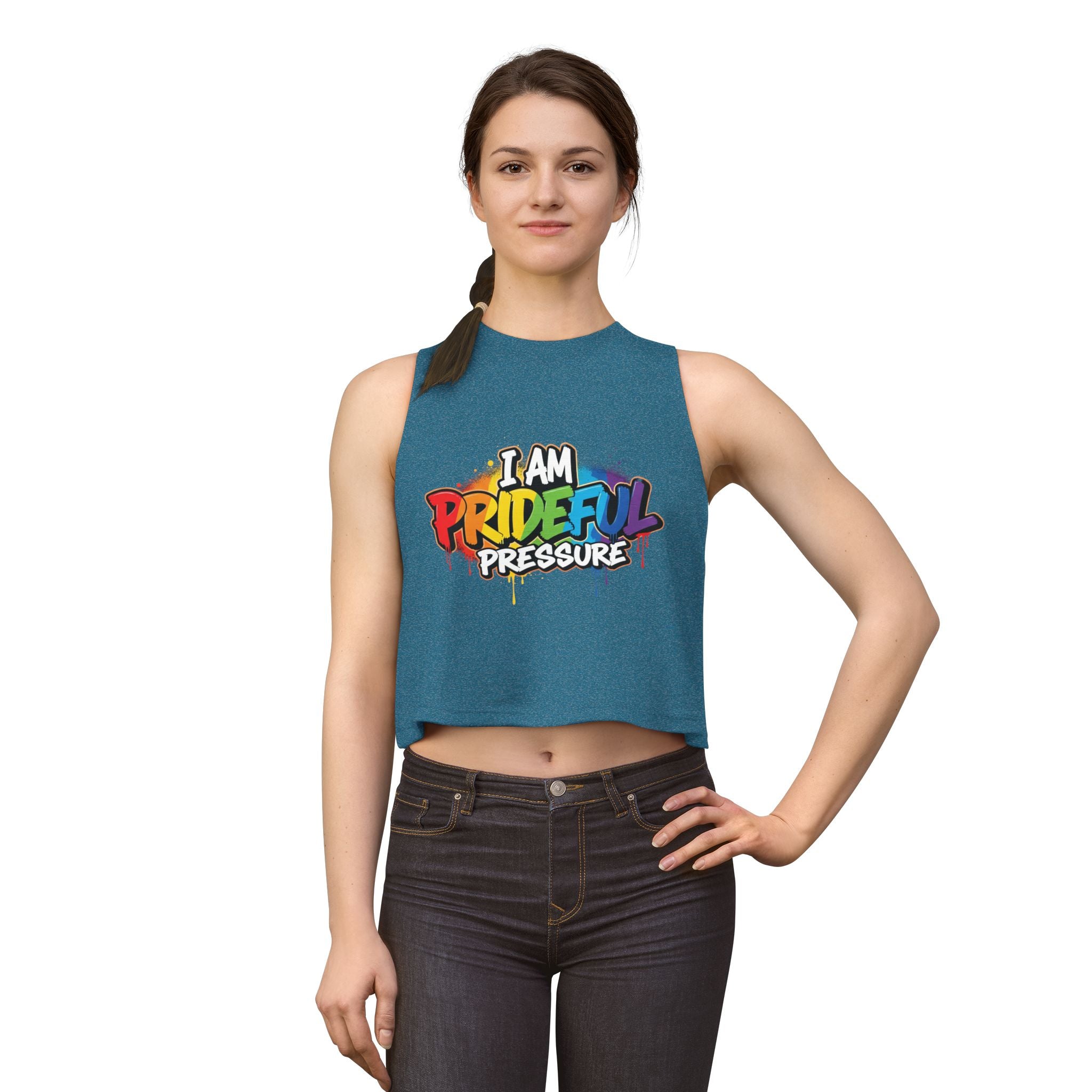 I Am Prideful Pressure™ Women's Festival Crop Tank | LGBTQ+ Pride Apparel