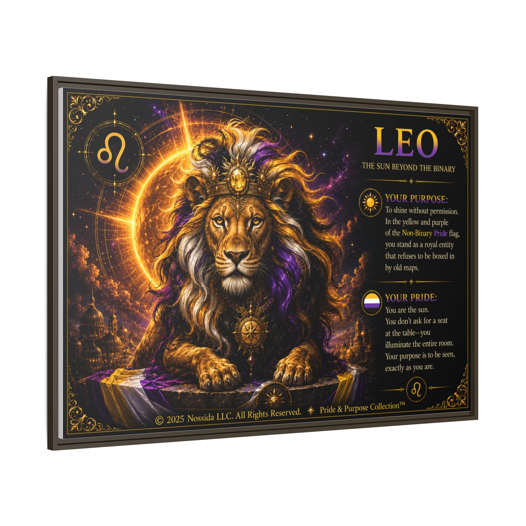 Pride of Birth™ LEO  The Sun Beyond the Binary  Framed Matte Canvas Wall Art