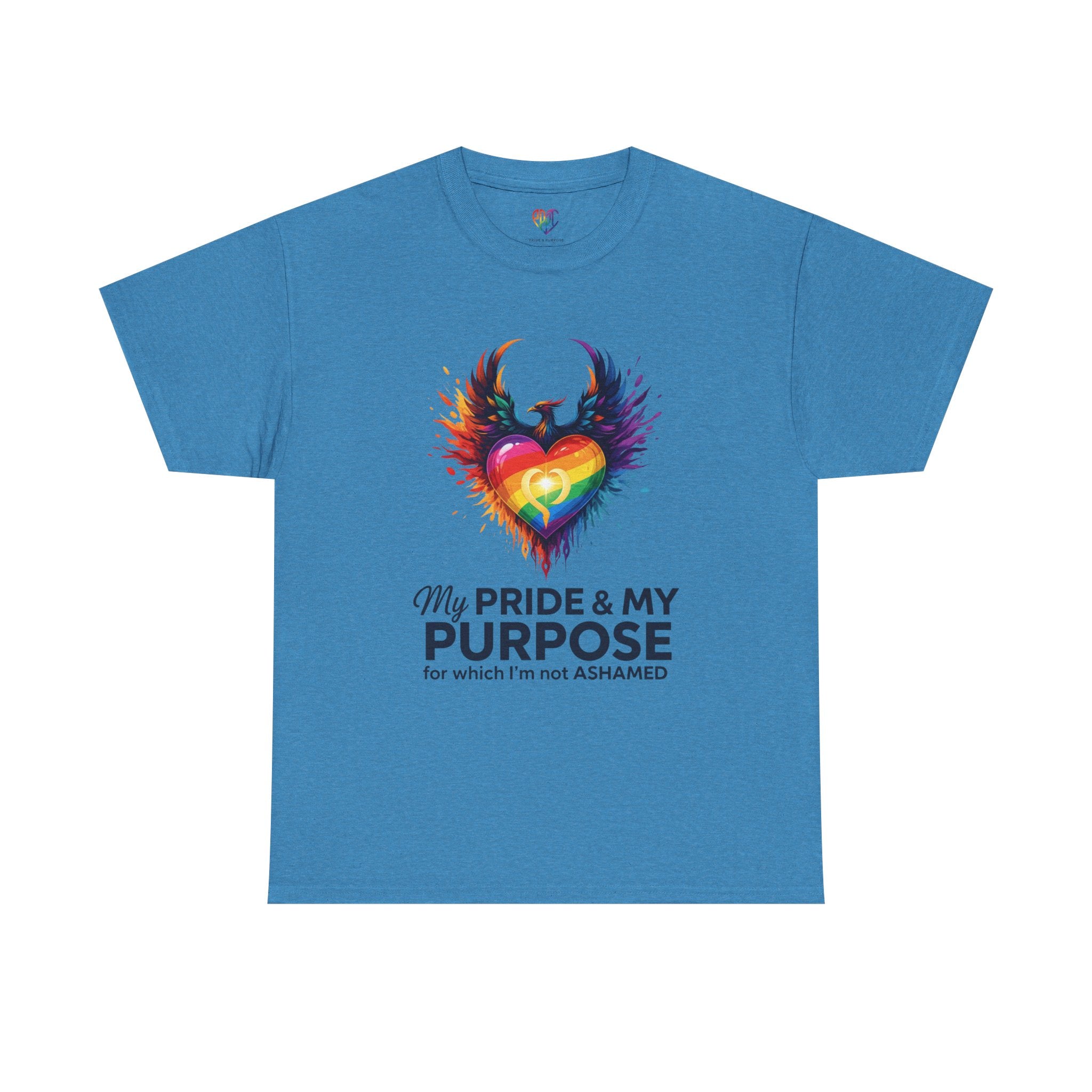 My Pride & My Purpose™ Phoenix Heart Heavy Cotton T-Shirt | LGBTQ+ Pride
