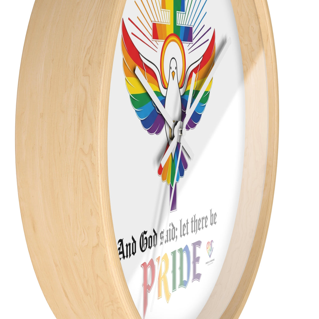And God Said; Let There Be Pride™ Rainbow Dove Christian Pride Wall Clock