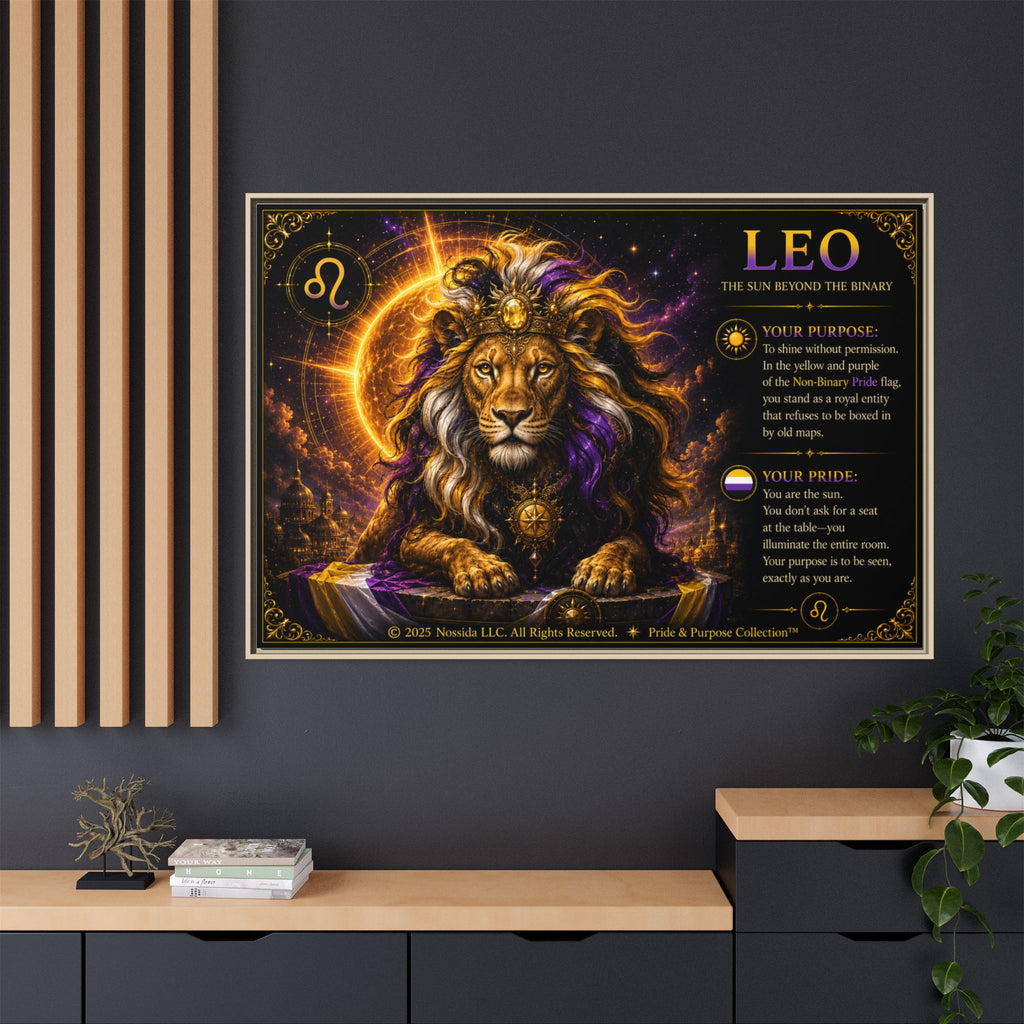 Pride of Birth™ LEO  The Sun Beyond the Binary  Framed Matte Canvas Wall Art