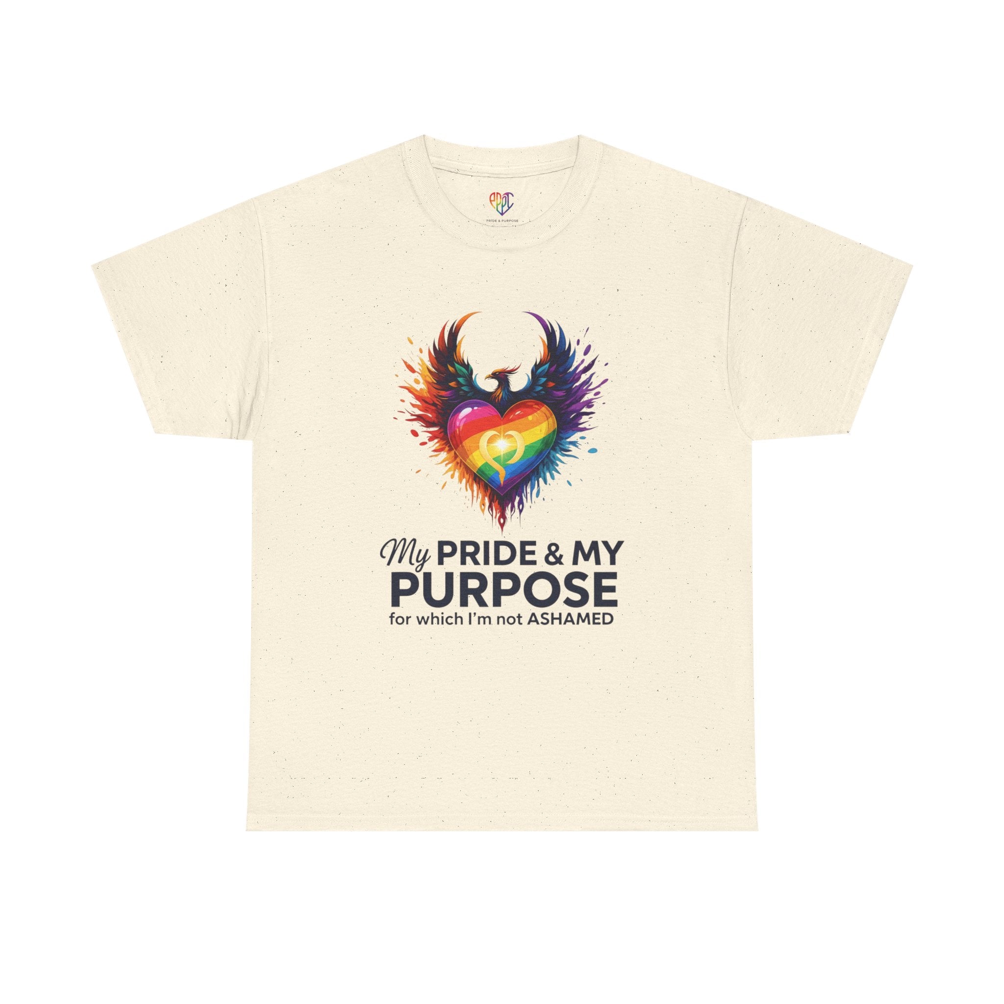 My Pride & My Purpose™ Phoenix Heart Heavy Cotton T-Shirt | LGBTQ+ Pride