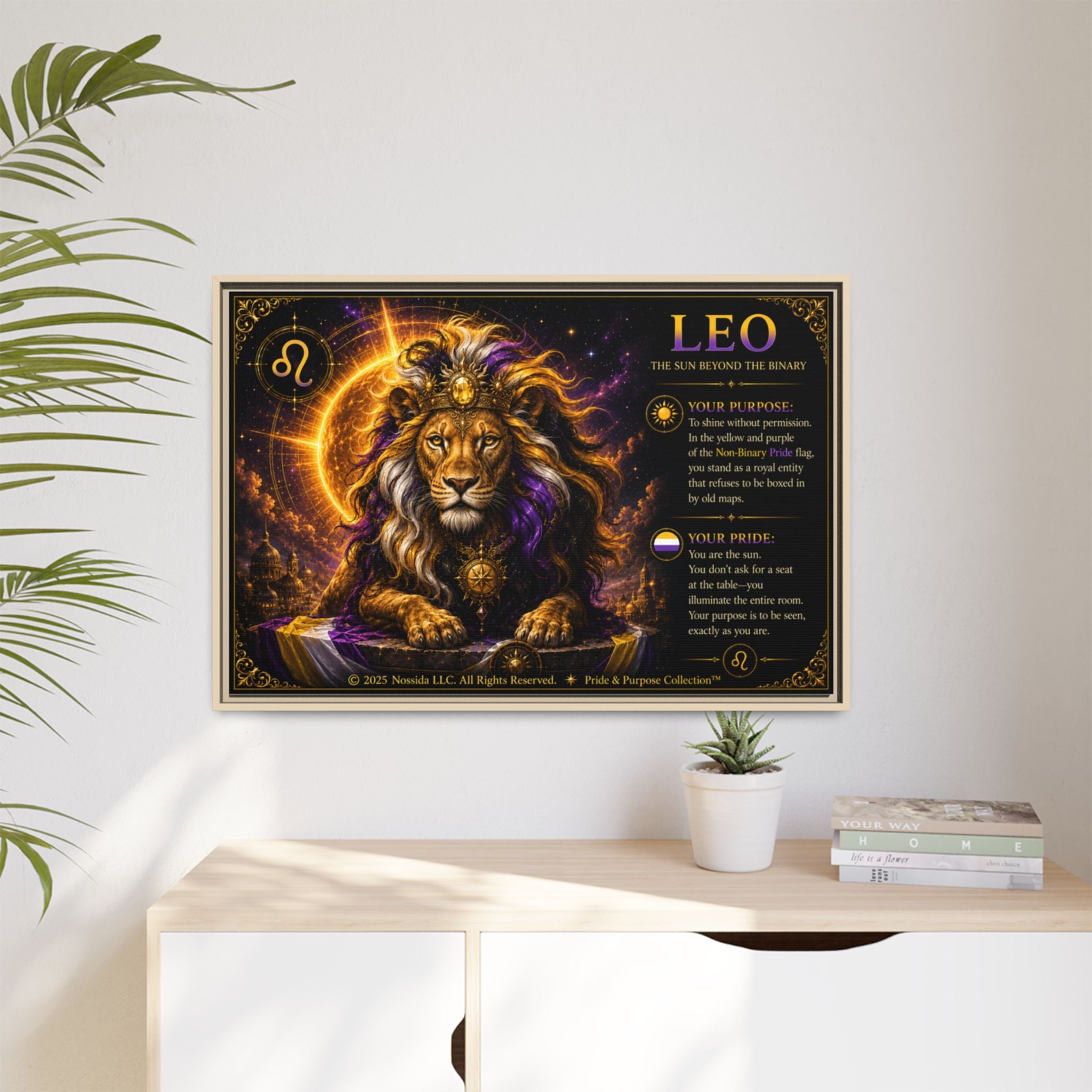 Pride of Birth™ LEO  The Sun Beyond the Binary  Framed Matte Canvas Wall Art