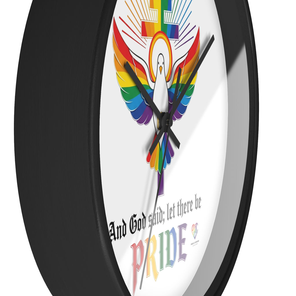 And God Said; Let There Be Pride™ Rainbow Dove Christian Pride Wall Clock