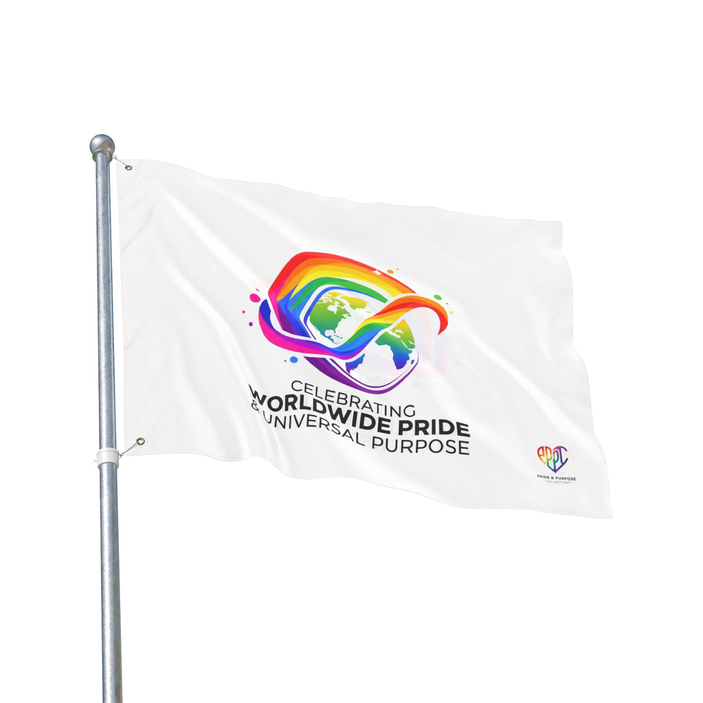 Celebrating Worldwide Pride & Universal Purpose™ Premium House Flag | Pride Affirmation