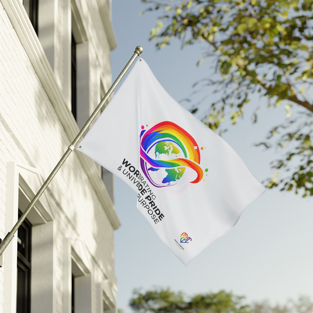 Celebrating Worldwide Pride & Universal Purpose™ Premium House Flag | Pride Affirmation