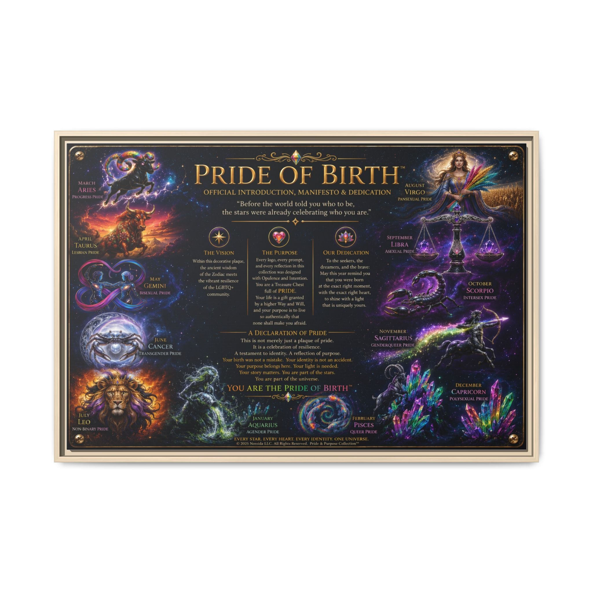 "Pride of Birth™ – Signature Legacy Canvas"™  Matte Canvas Framed Art