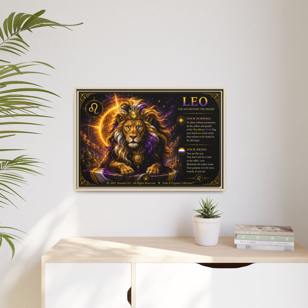 Pride of Birth™ LEO  The Sun Beyond the Binary  Framed Matte Canvas Wall Art