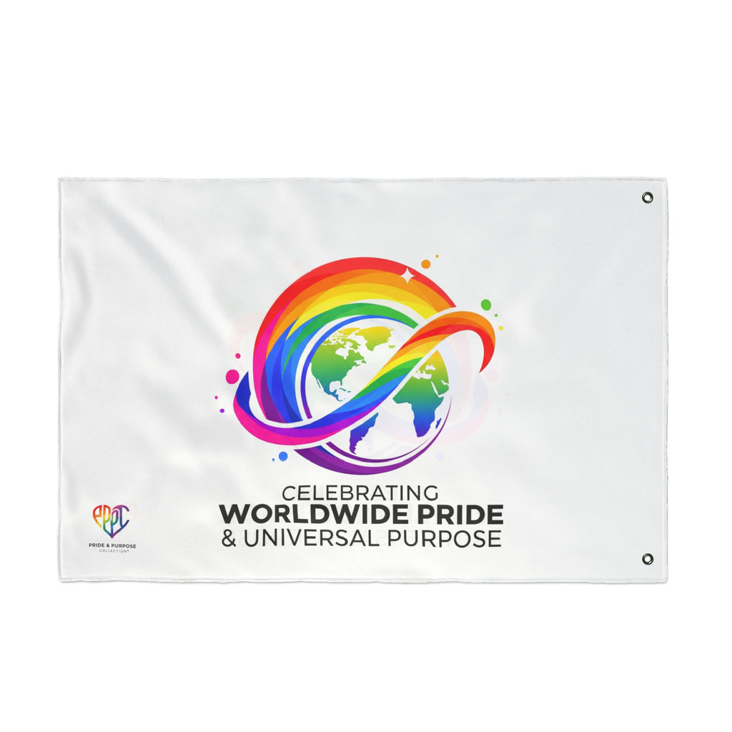 Celebrating Worldwide Pride & Universal Purpose™ Premium House Flag | Pride Affirmation