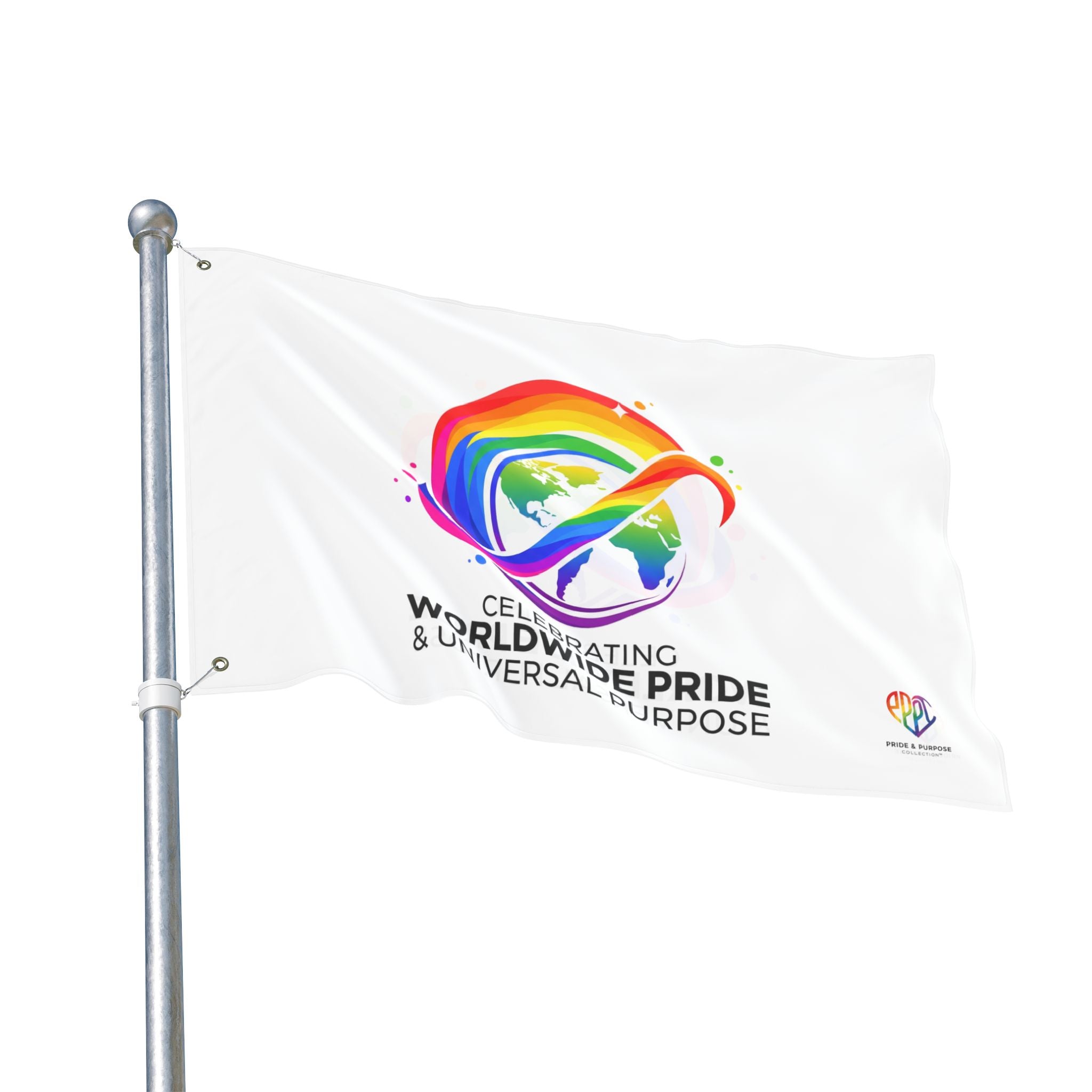 Celebrating Worldwide Pride & Universal Purpose™ Premium House Flag | Pride Affirmation
