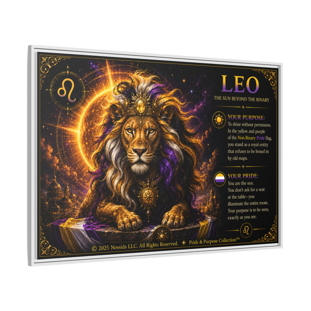 Pride of Birth™ LEO  The Sun Beyond the Binary  Framed Matte Canvas Wall Art