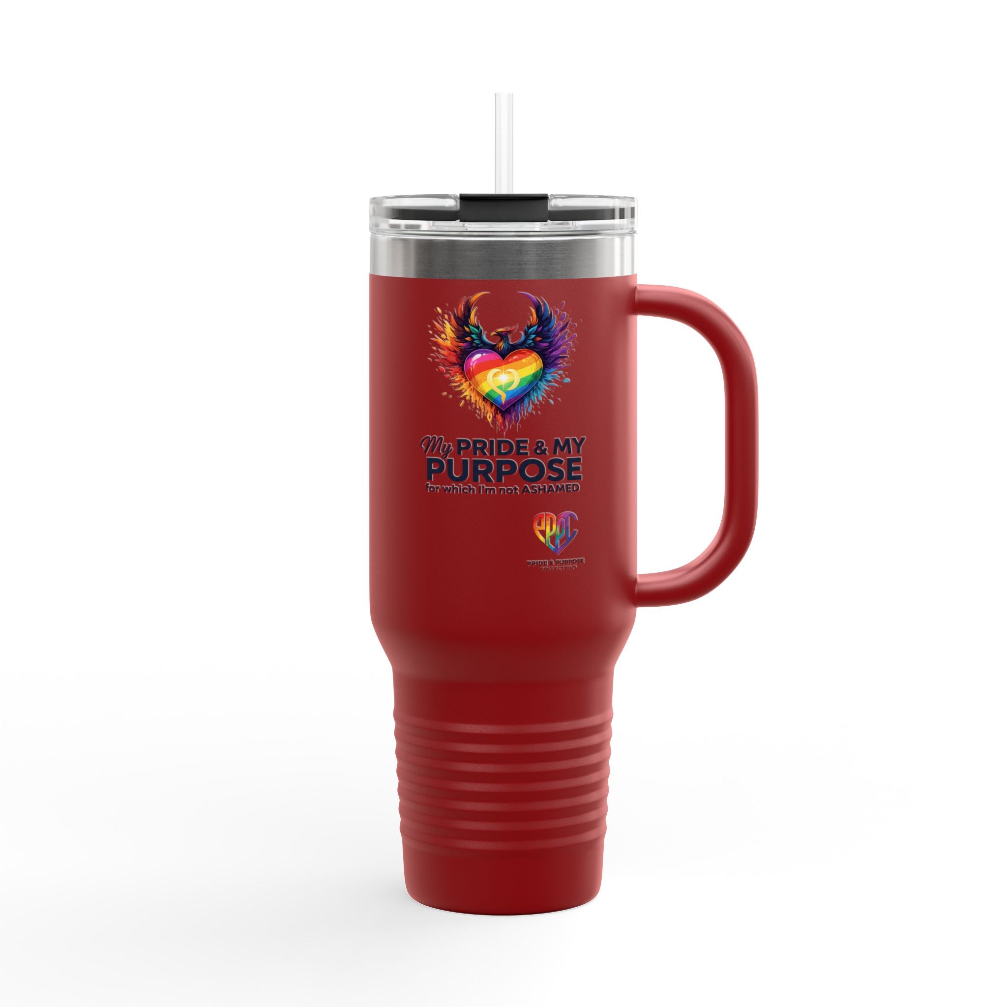 My Pride & My Purpose™ 40oz Insulated Travel Mug with Handle | LGBTQ+ Pride