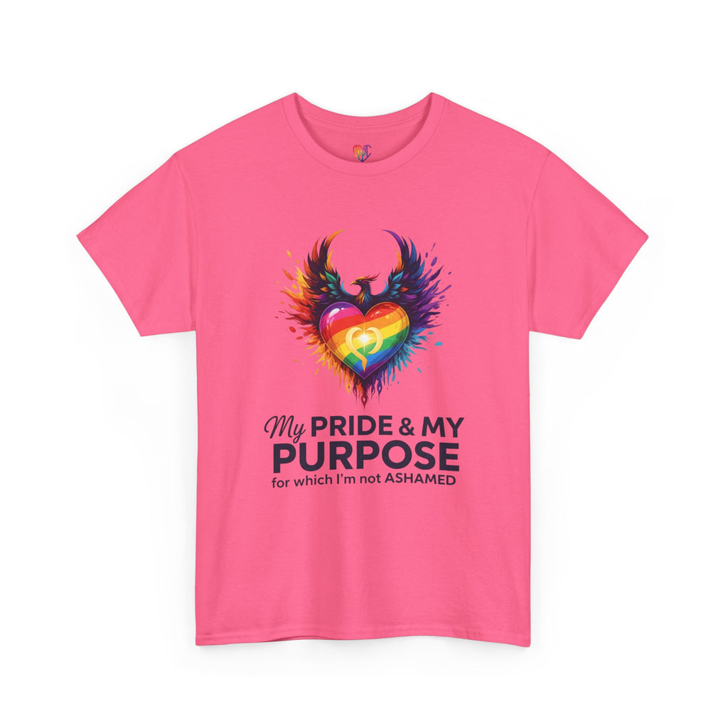 My Pride & My Purpose™ Phoenix Heart Heavy Cotton T-Shirt | LGBTQ+ Pride