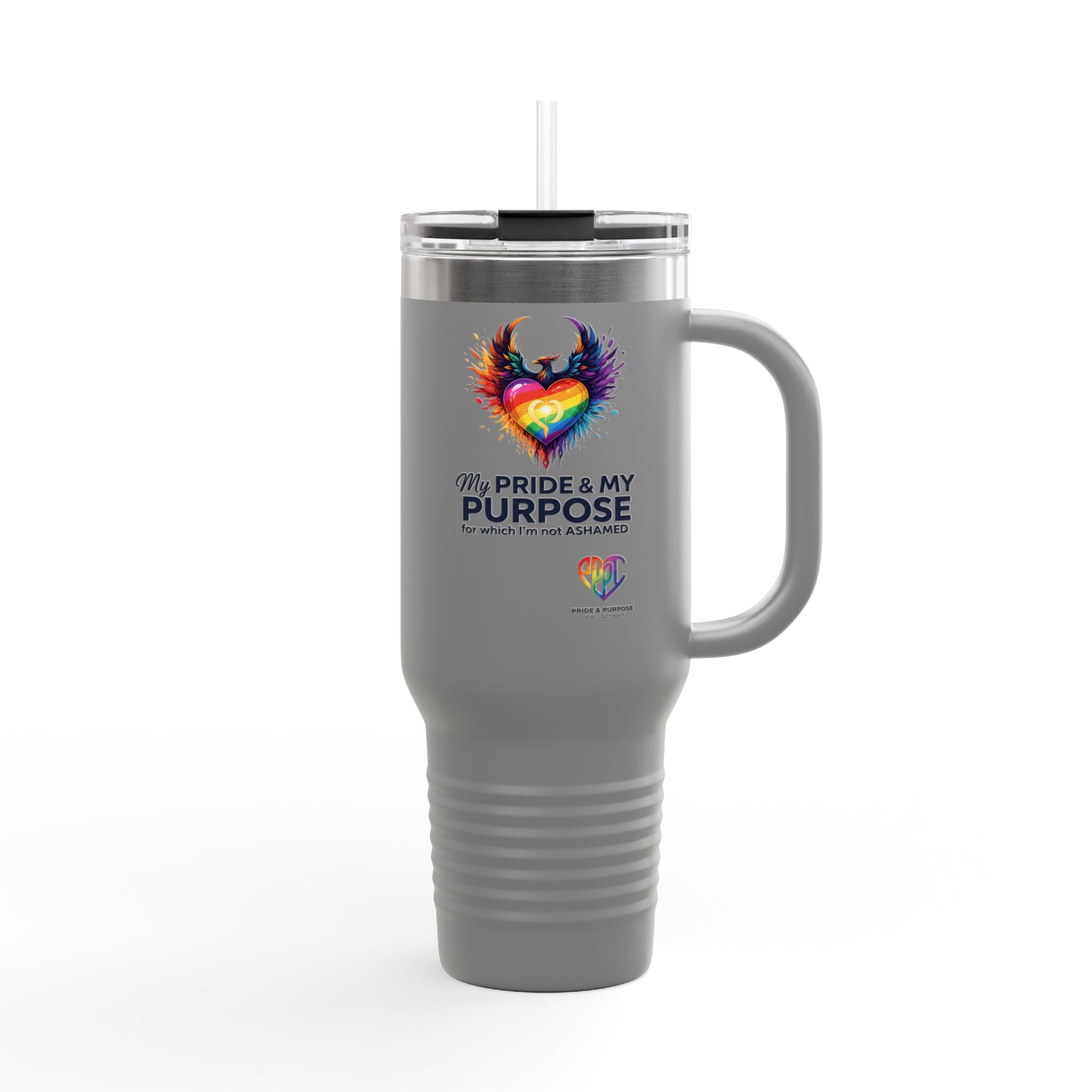 My Pride & My Purpose™ 40oz Insulated Travel Mug with Handle | LGBTQ+ Pride