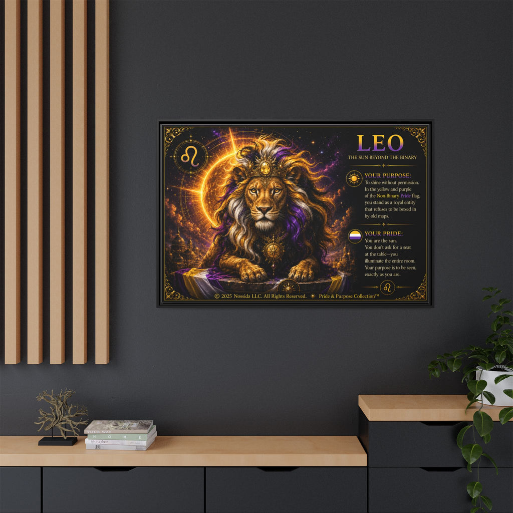 Pride of Birth™ LEO  The Sun Beyond the Binary  Framed Matte Canvas Wall Art