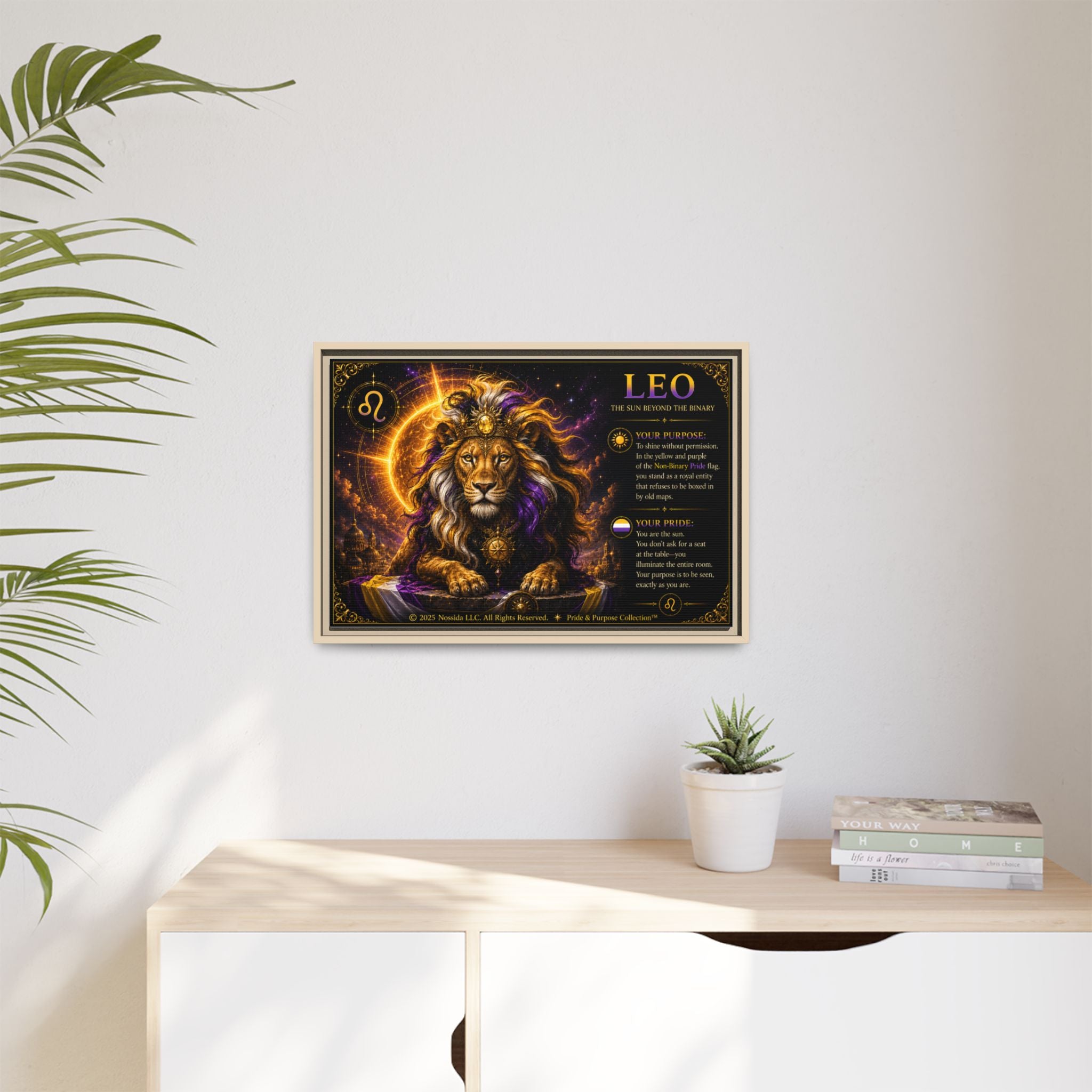 Pride of Birth™ LEO  The Sun Beyond the Binary  Framed Matte Canvas Wall Art
