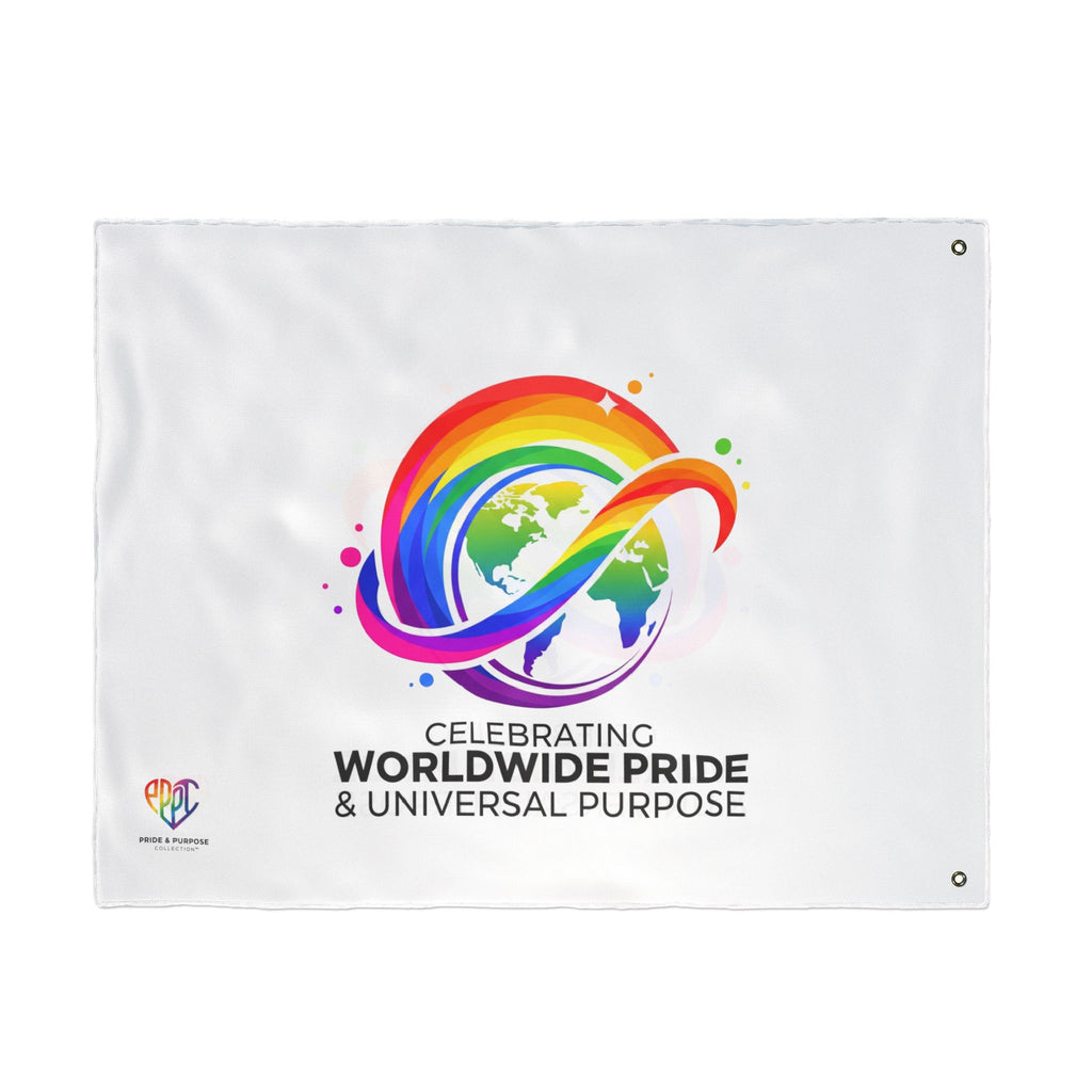 Celebrating Worldwide Pride & Universal Purpose™ Premium House Flag | Pride Affirmation