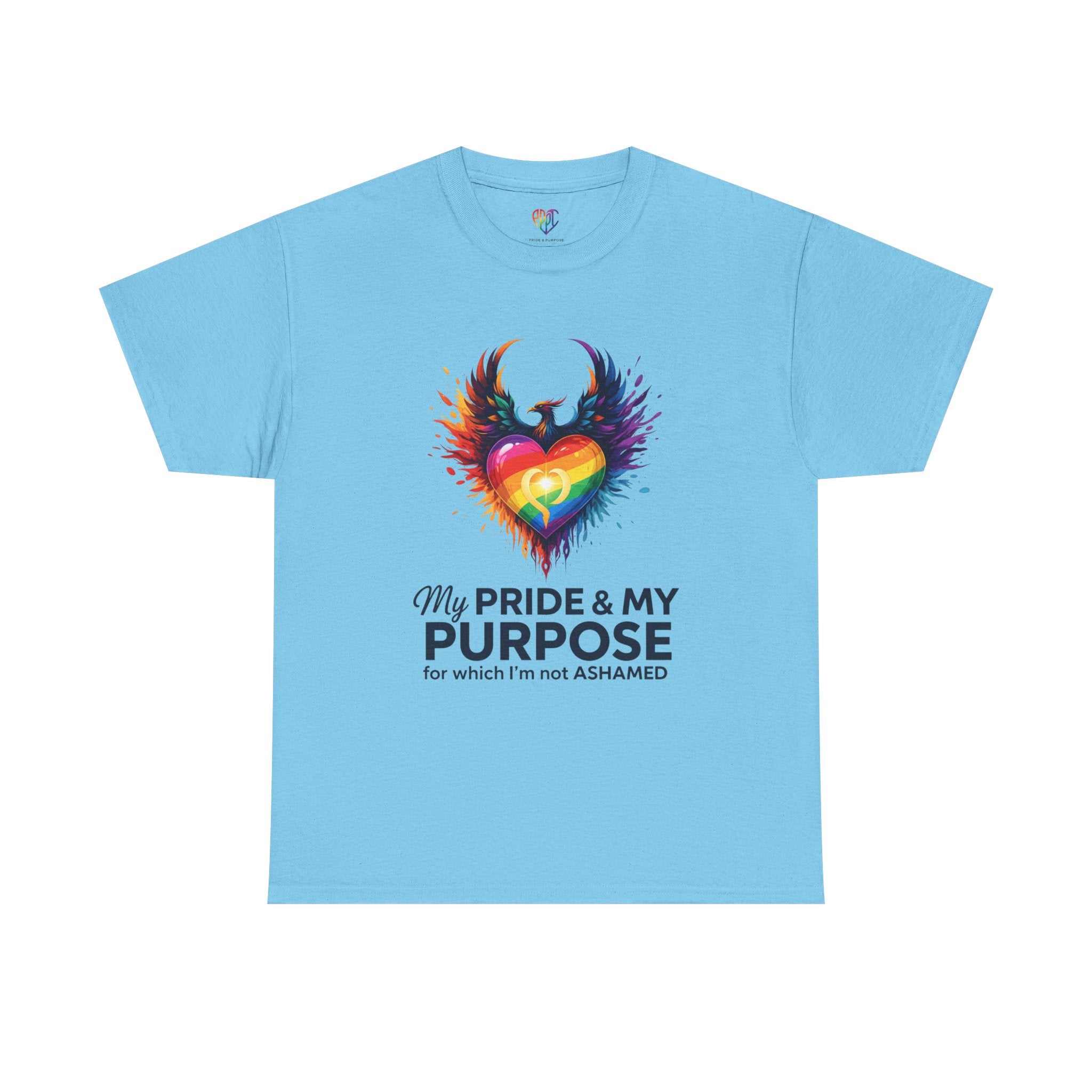 My Pride & My Purpose™ Phoenix Heart Heavy Cotton T-Shirt | LGBTQ+ Pride