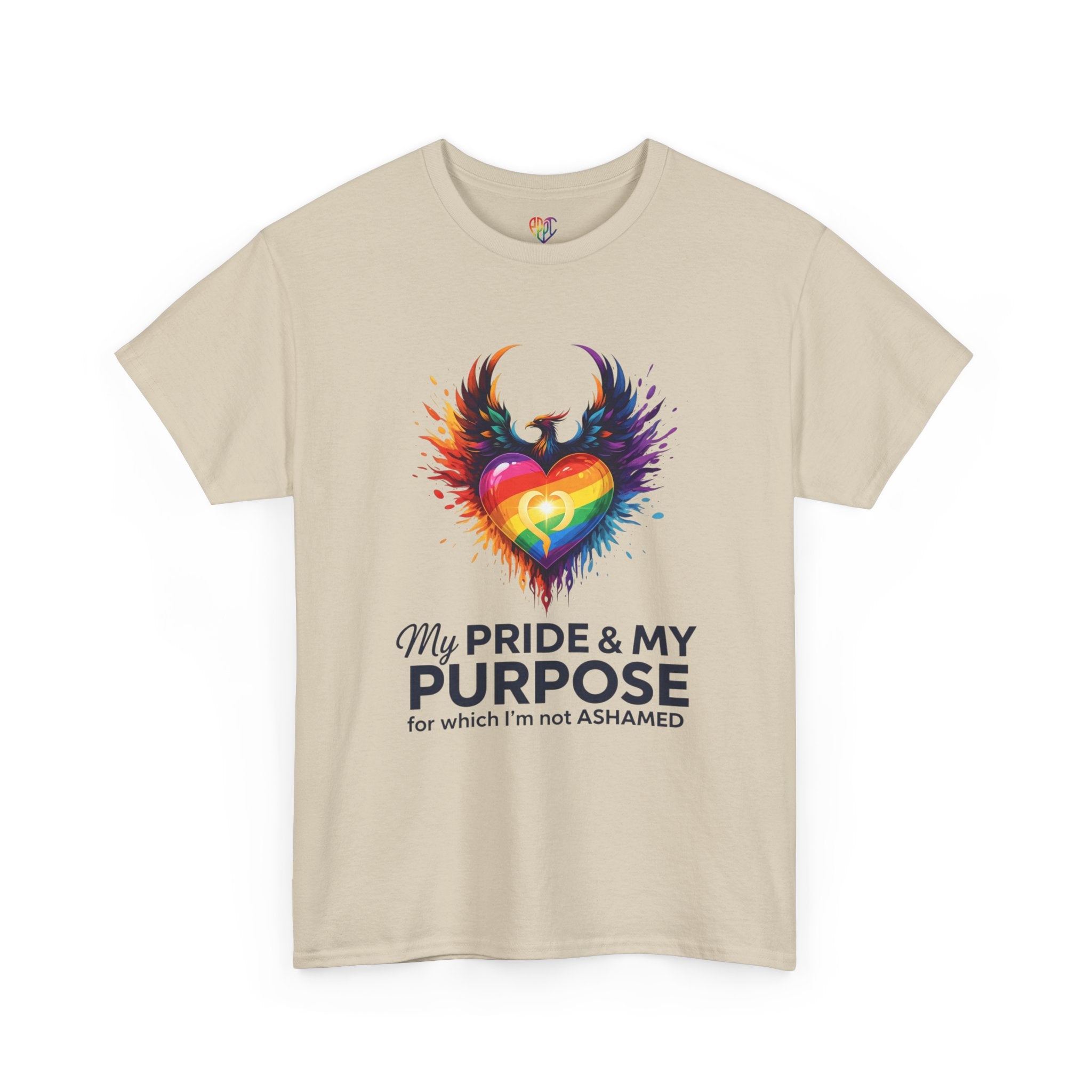 My Pride & My Purpose™ Phoenix Heart Heavy Cotton T-Shirt | LGBTQ+ Pride