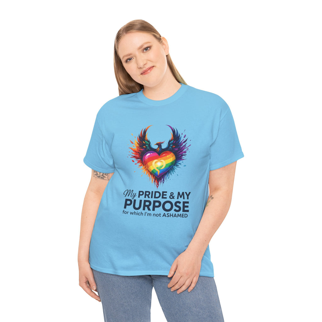 My Pride & My Purpose™ Phoenix Heart Heavy Cotton T-Shirt | LGBTQ+ Pride