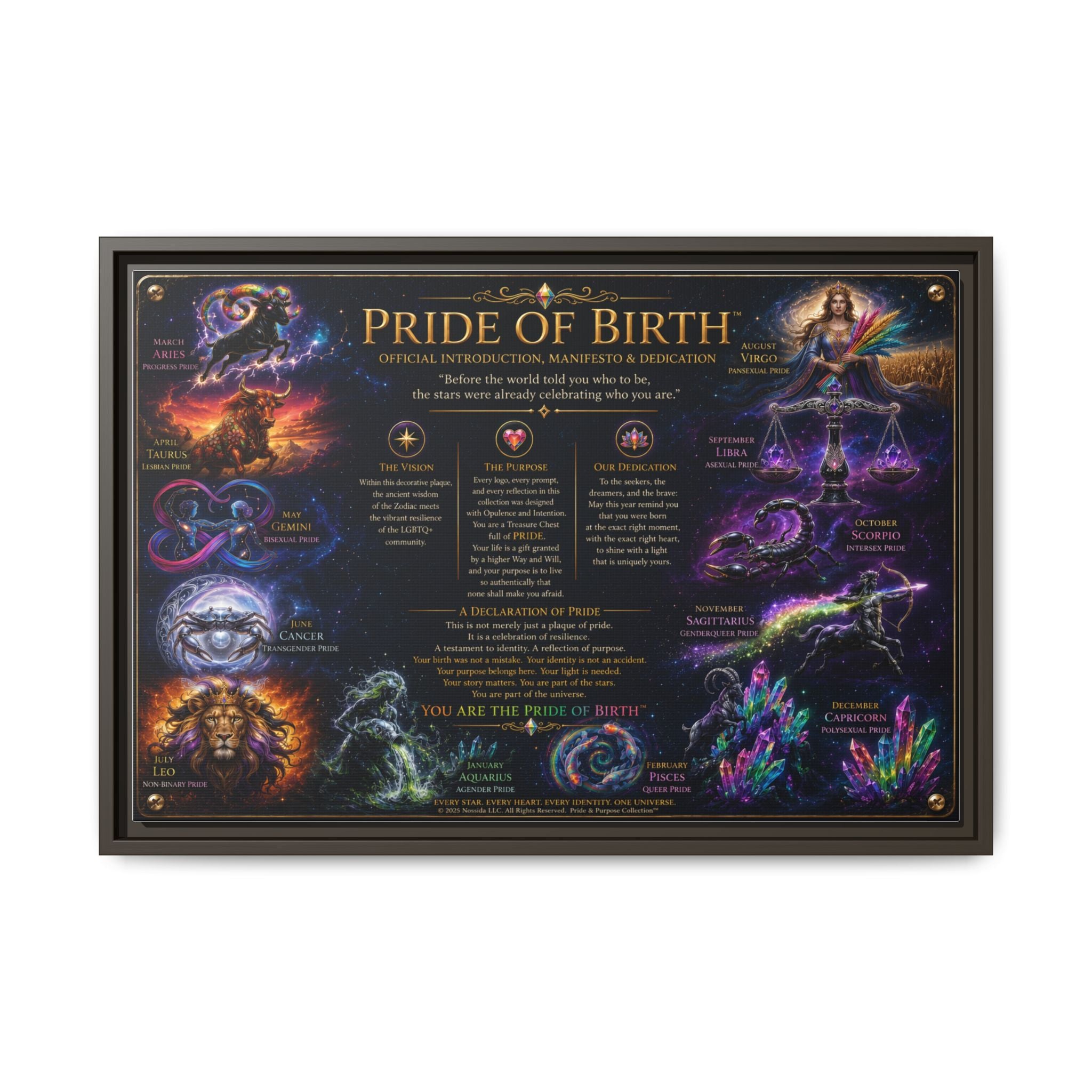 "Pride of Birth™ – Signature Legacy Canvas"™  Matte Canvas Framed Art