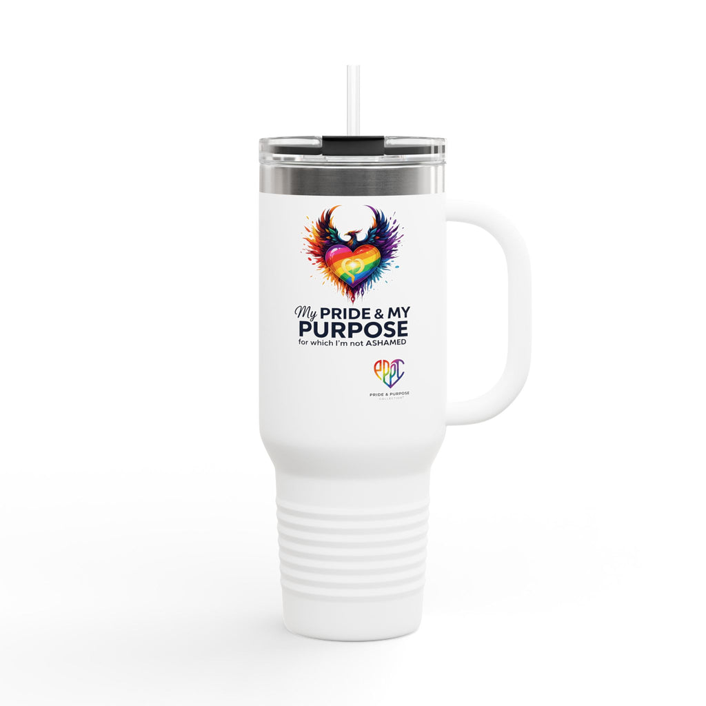 My Pride & My Purpose™ 40oz Insulated Travel Mug with Handle | LGBTQ+ Pride