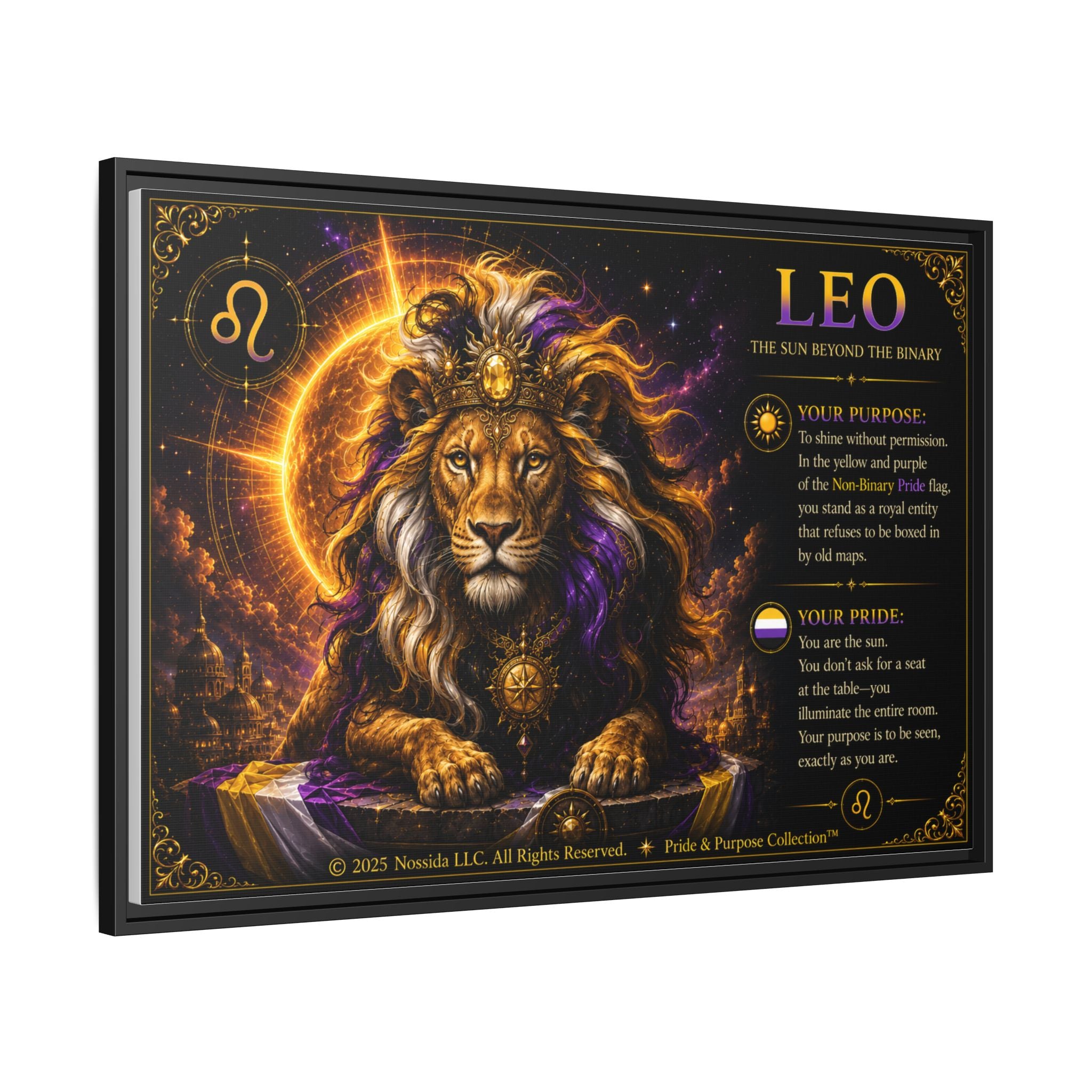 Pride of Birth™ LEO  The Sun Beyond the Binary  Framed Matte Canvas Wall Art