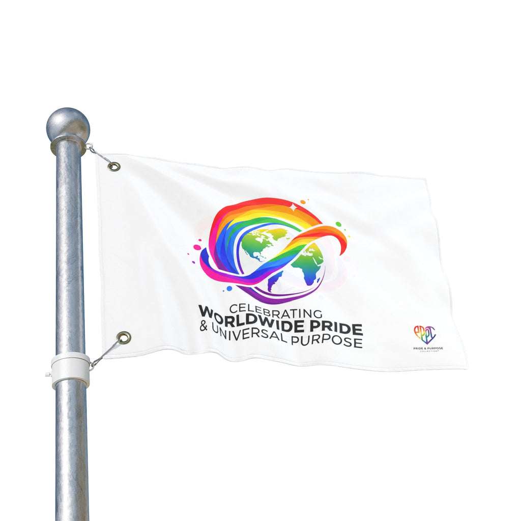 Celebrating Worldwide Pride & Universal Purpose™ Premium House Flag | Pride Affirmation