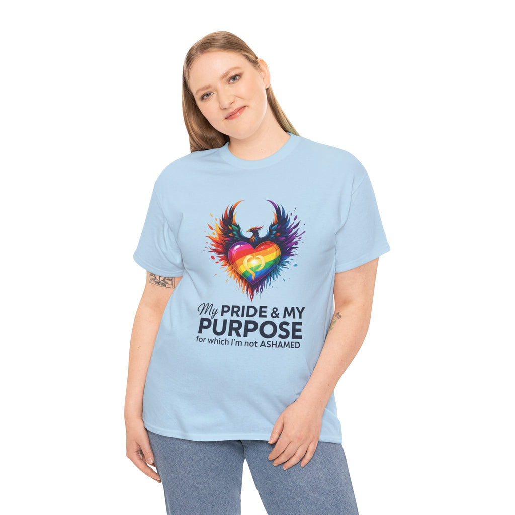 My Pride & My Purpose™ Phoenix Heart Heavy Cotton T-Shirt | LGBTQ+ Pride