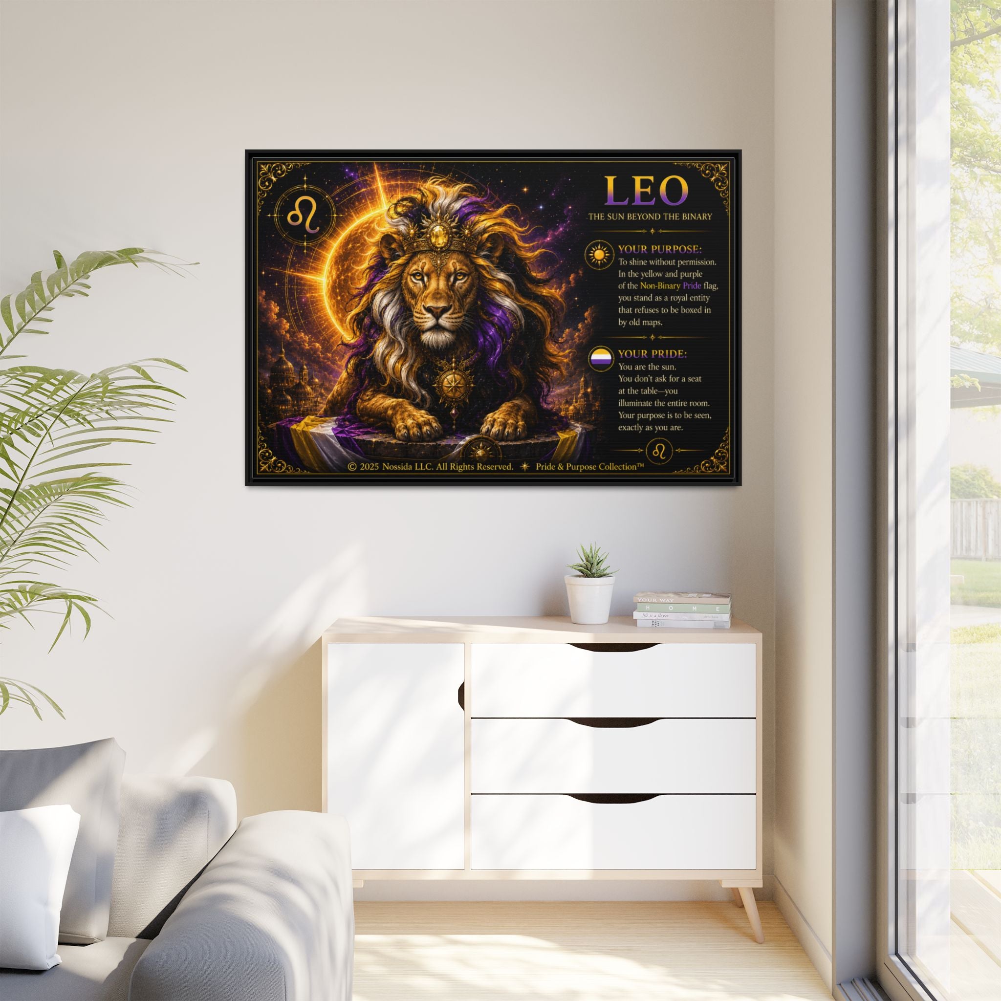 Pride of Birth™ LEO  The Sun Beyond the Binary  Framed Matte Canvas Wall Art